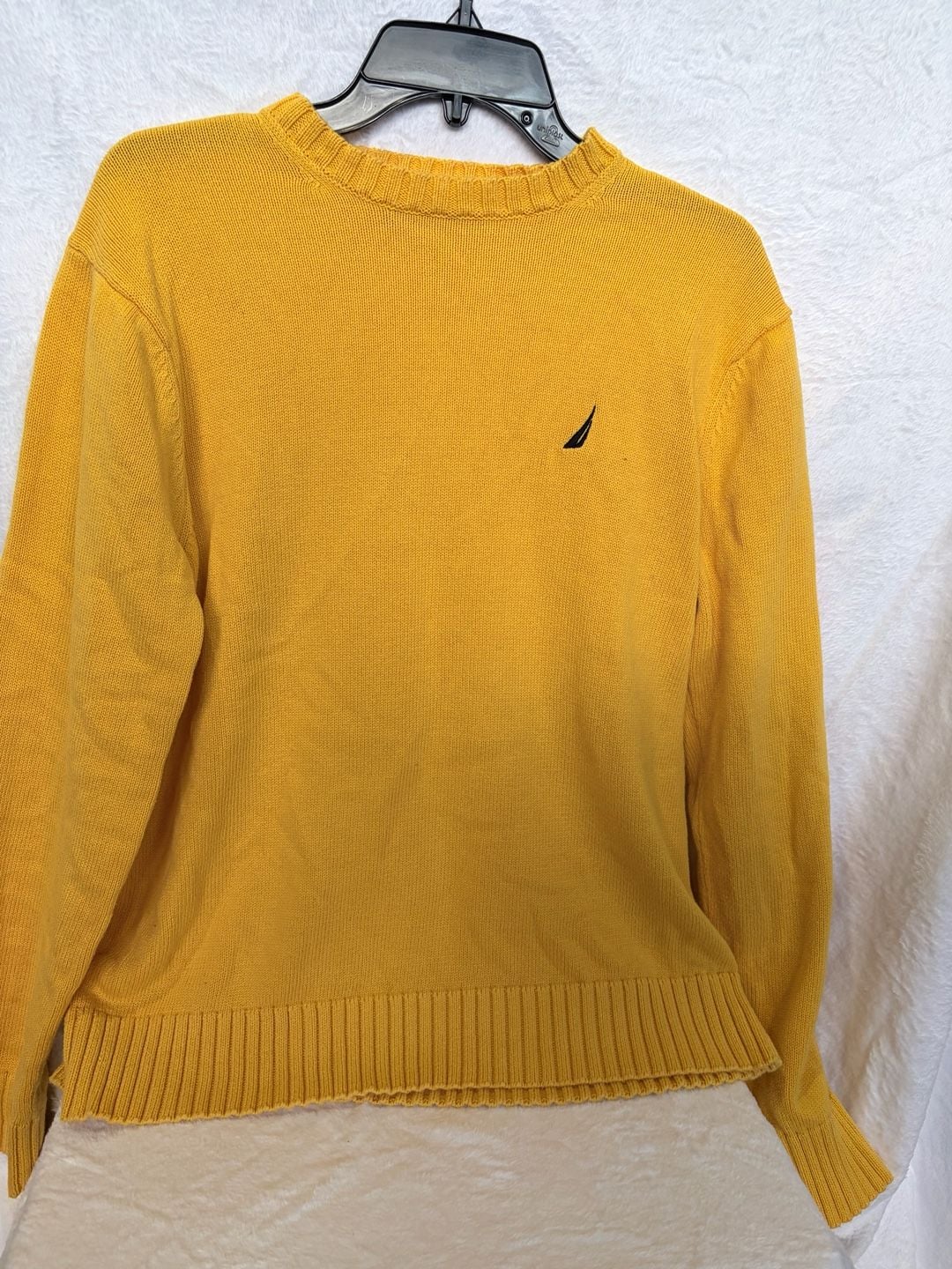 Nautica Cotton Sweater Size M Yellow Crewneck 2