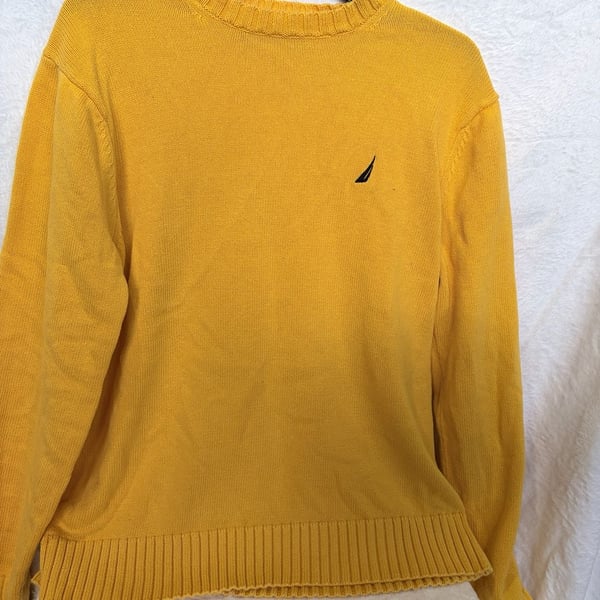 Nautica Cotton Sweater Size M Yellow Crewneck
