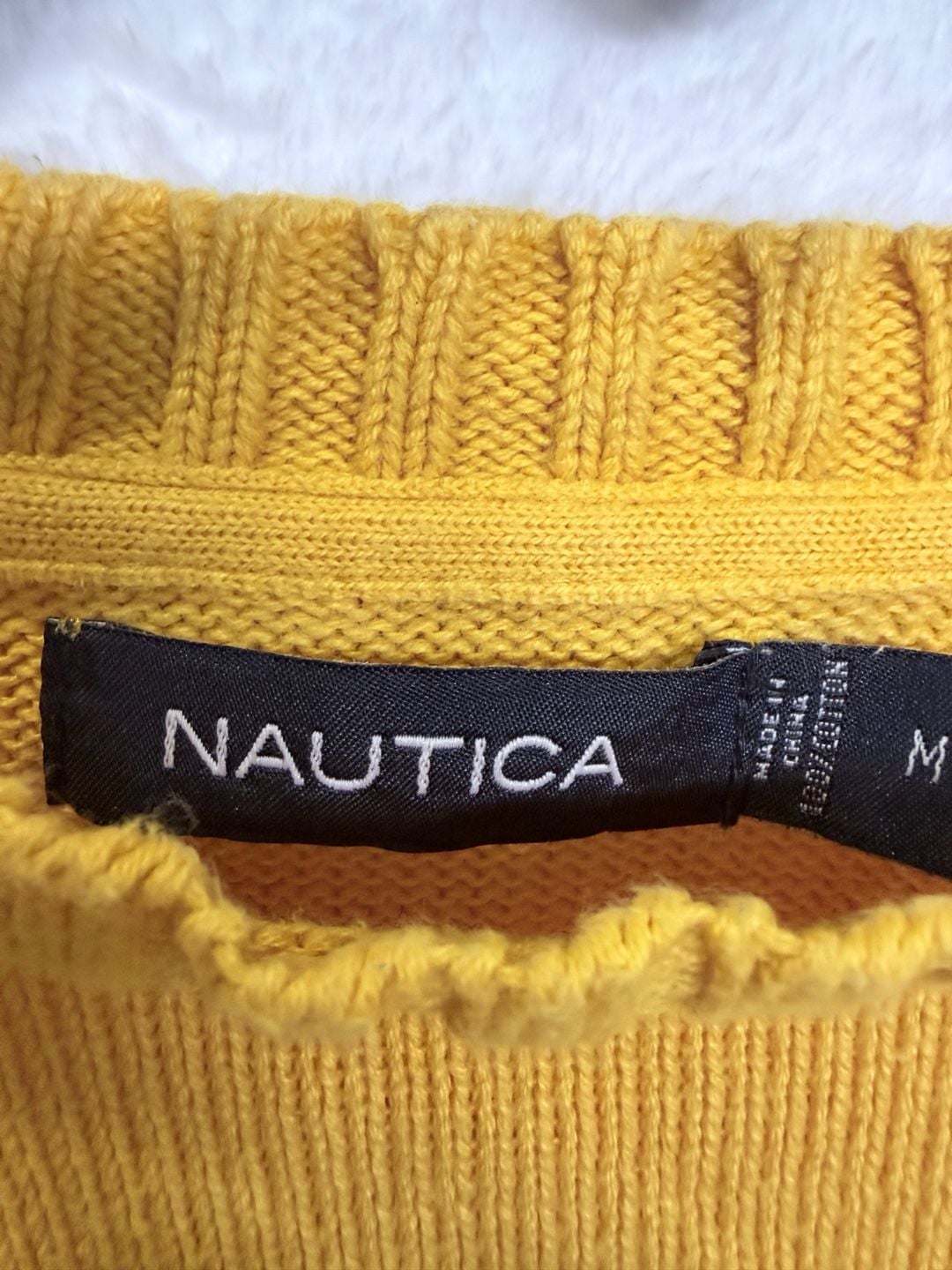 Nautica Cotton Sweater Size M Yellow Crewneck 7