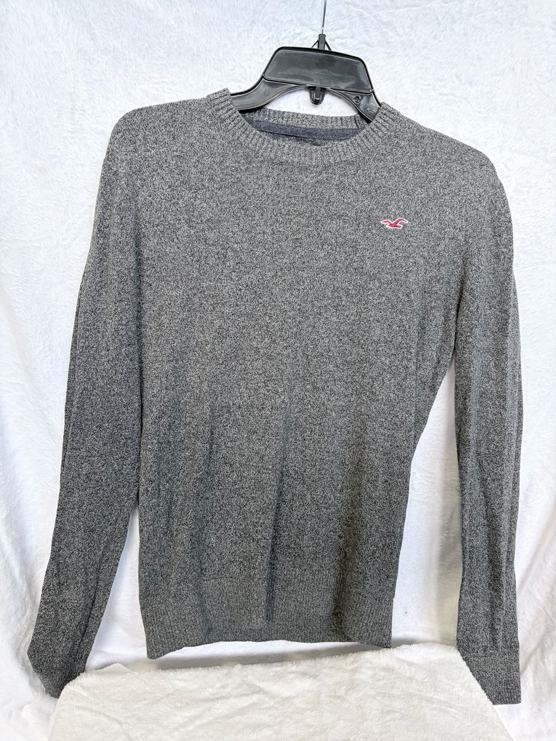 Hollister Crew Neck Sweater Size S Gray Long Sleeve Logo 2