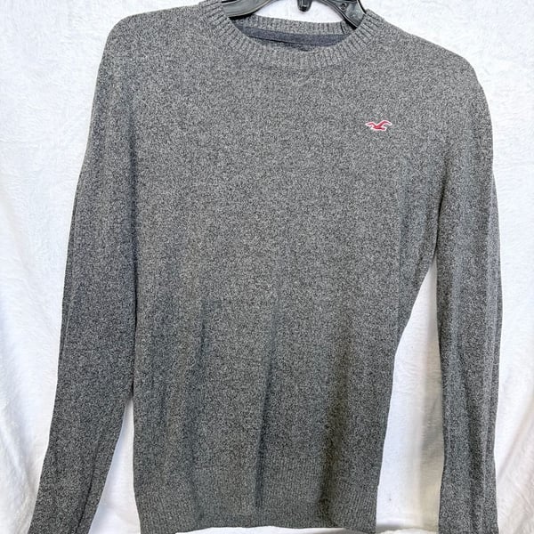 Hollister Crew Neck Sweater Size S Gray Long Sleeve Logo