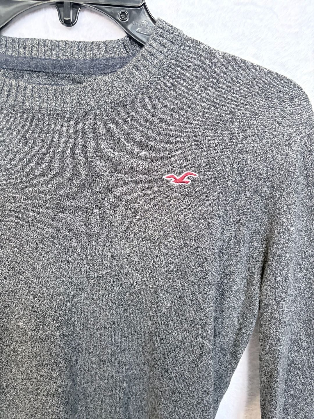 Hollister Crew Neck Sweater Size S Gray Long Sleeve Logo 3