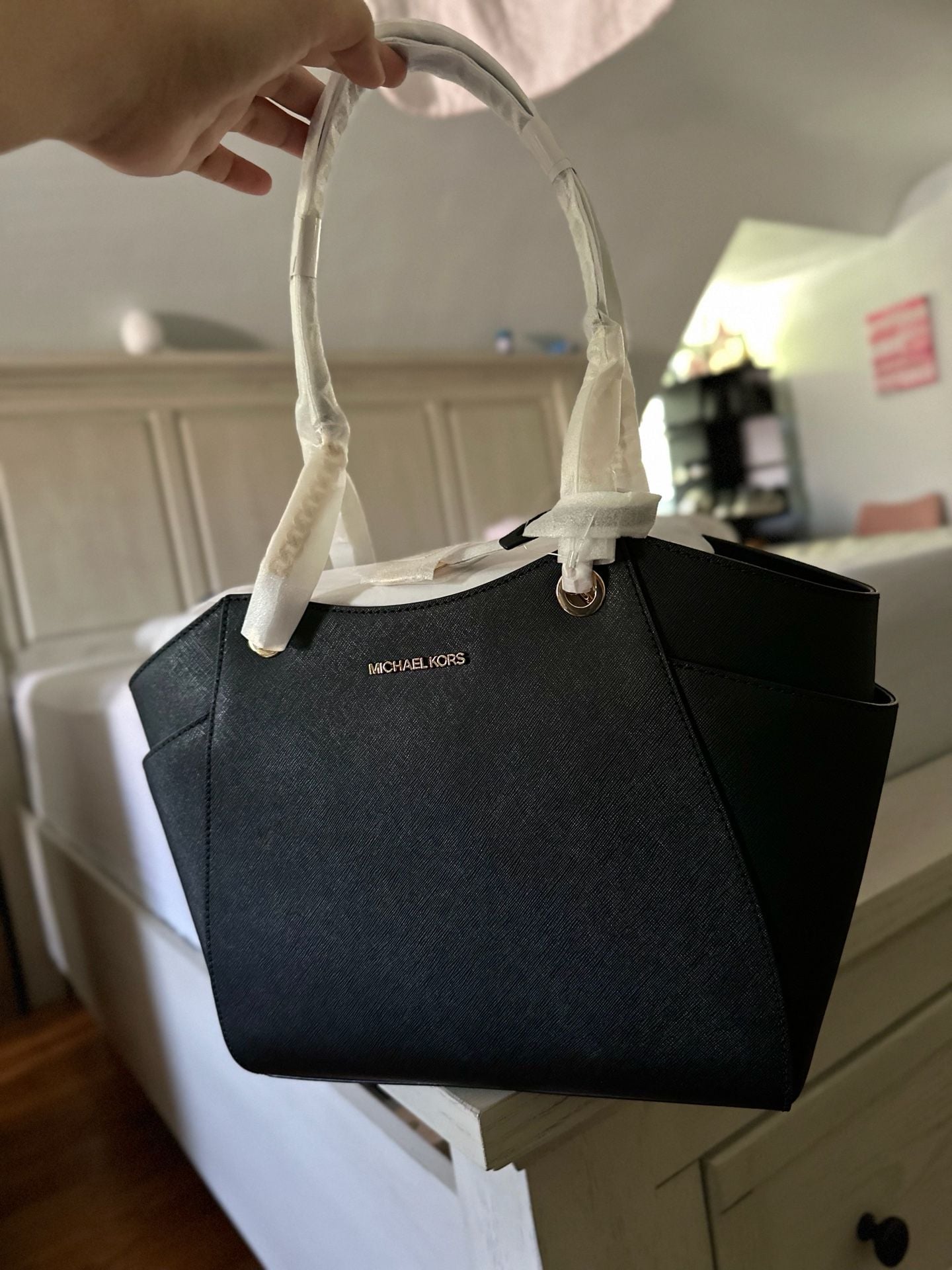 Michael Kors Jet Set Travel Tote Bag Black Leather 2