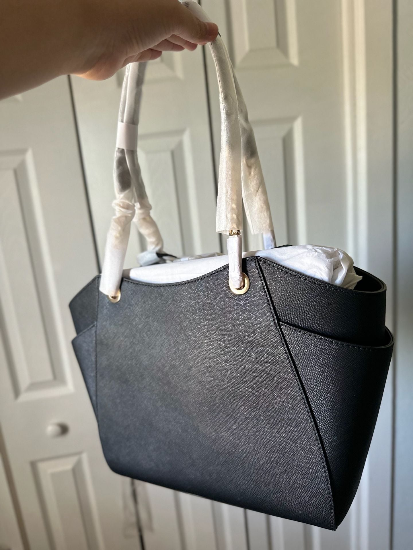 Michael Kors Jet Set Travel Tote Bag Black Leather 3