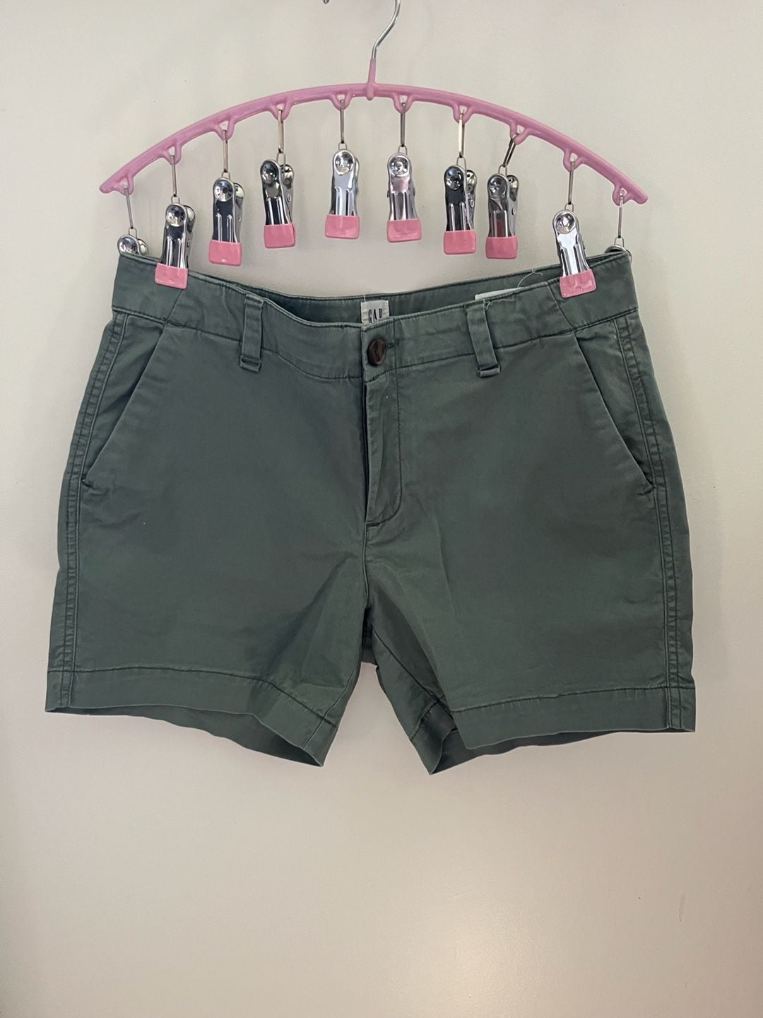Gap City Short Size 0 Green Twill Casual Pockets 2