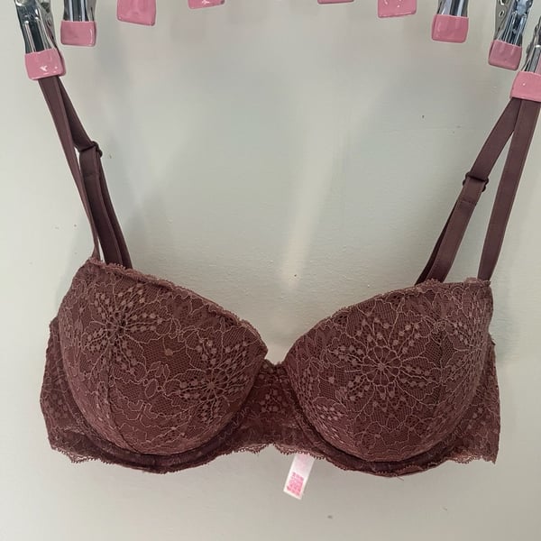 PINK Victoria's Secret Push-Up Bra Size 34D Mauve Lace