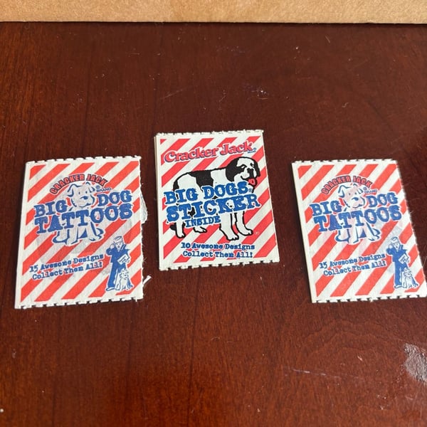 Cracker Jack Big Dog Tattoos and Stickers Lot Vintage Prize