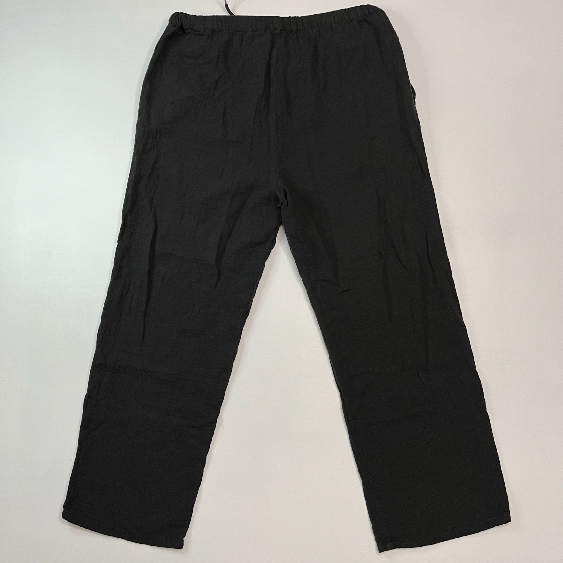 Quince Pants Size L Black Textured Drawstring Wide Leg Casual 5