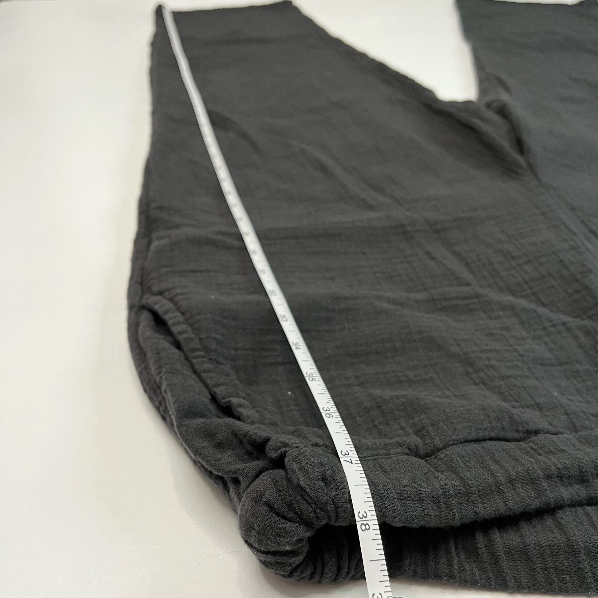 Quince Pants Size L Black Textured Drawstring Wide Leg Casual 6