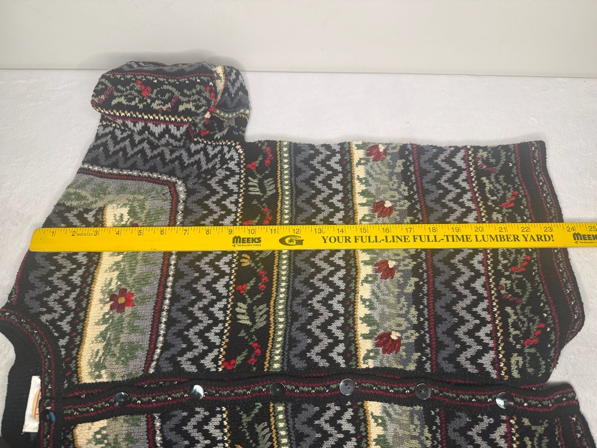 Talbots Cardigan Sweater Size L Black Grandma Floral Embroidered Silk Blend 11