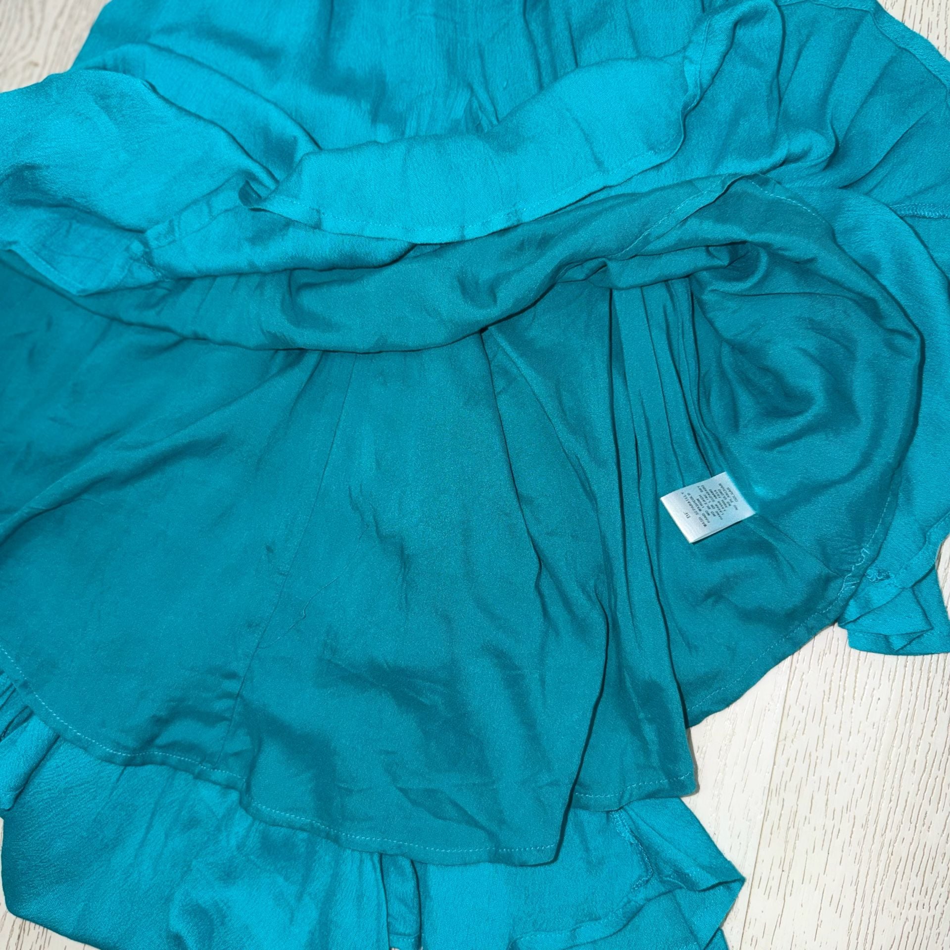 American Threads Halter Mini Dress Teal Backless High Low 6