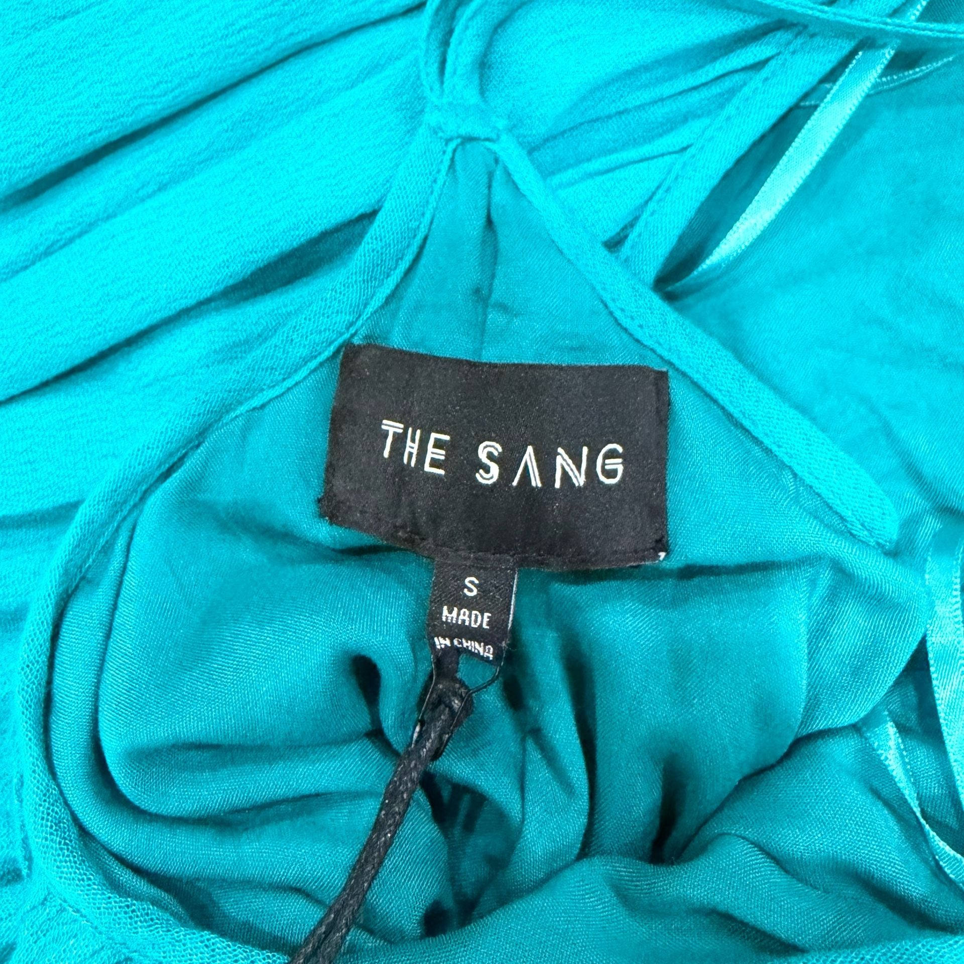 American Threads Halter Mini Dress Teal Backless High Low 10