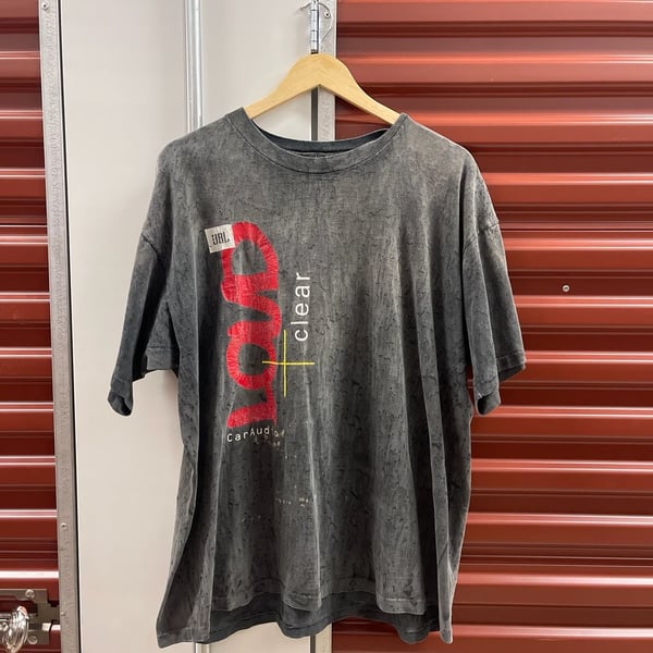 90’s JBL Car Audio We're With The Band T-Shirt Black Faded Tie Dye 