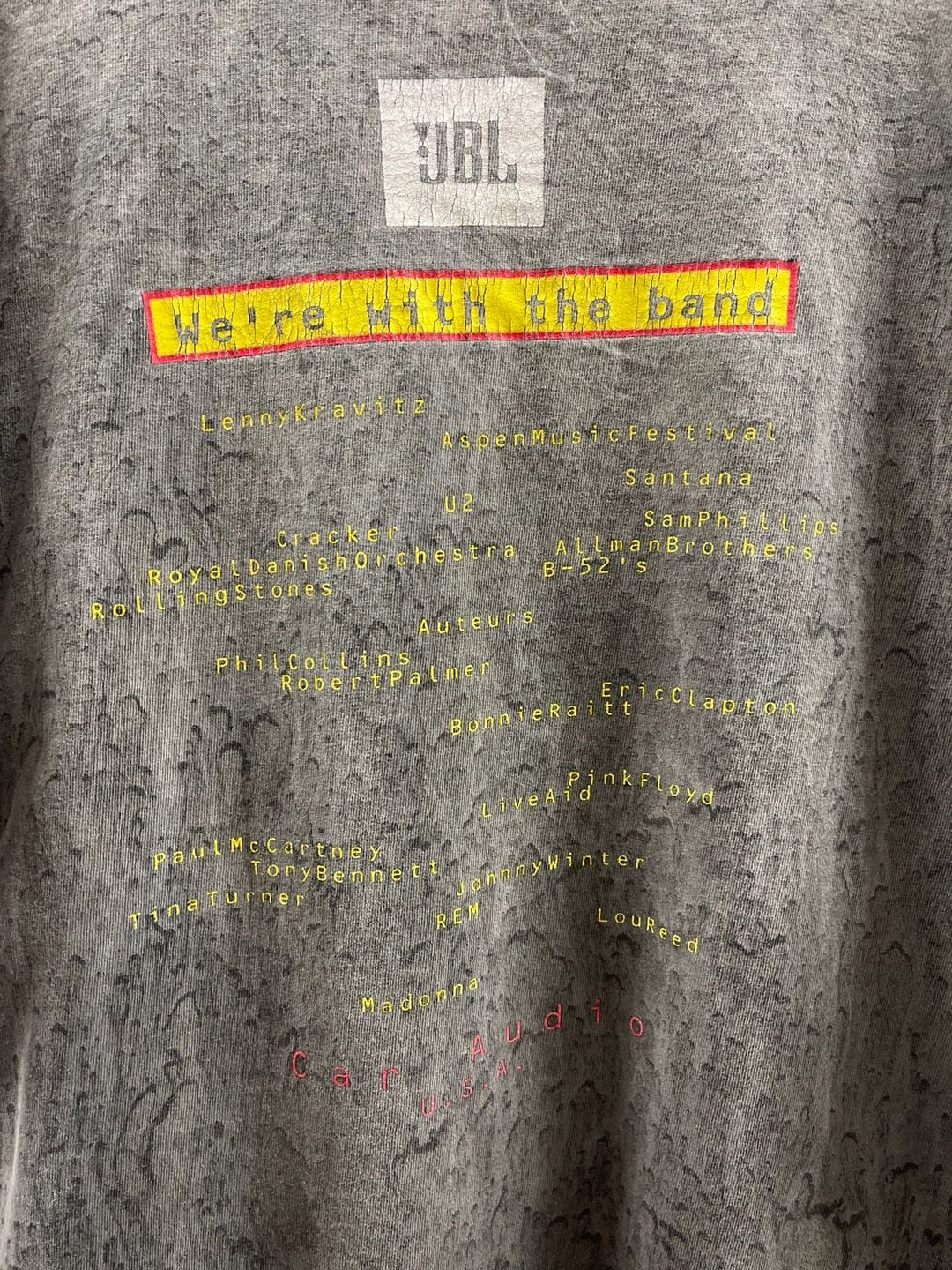 90’s JBL Car Audio We're With The Band T-Shirt Black Faded Tie Dye  7