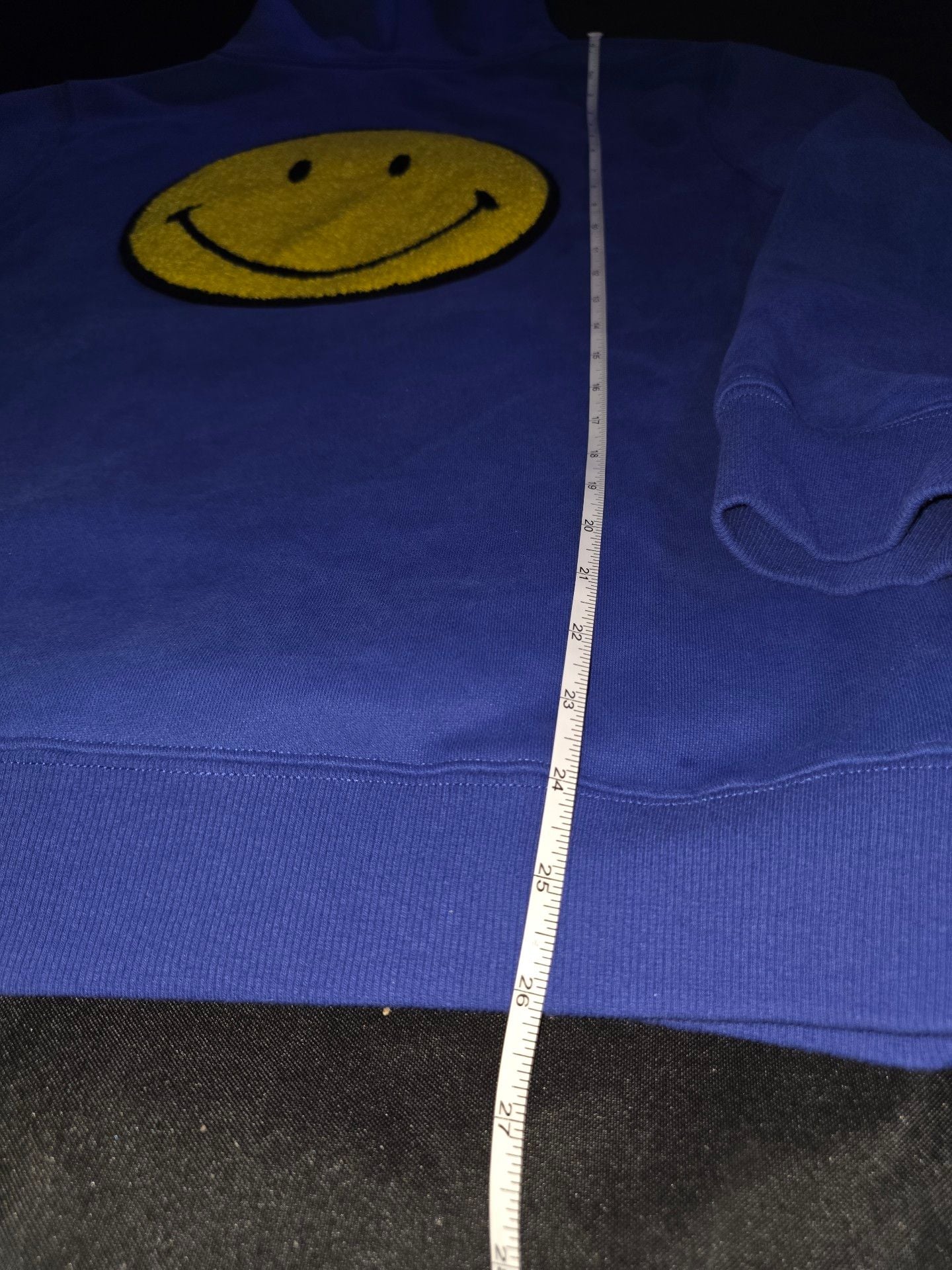 Samii Ryan Smiley Chenille Hoodie Size M Blue Embroidered Graphic 6