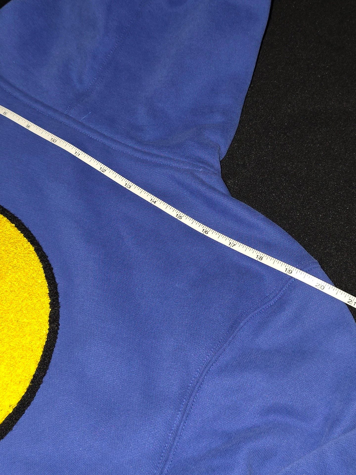 Samii Ryan Smiley Chenille Hoodie Size M Blue Embroidered Graphic 7