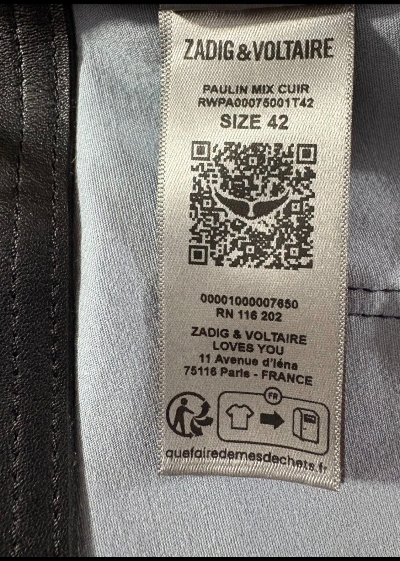 Zadig & Voltaire Paulin Leather Pants - size 42 NOIR 7