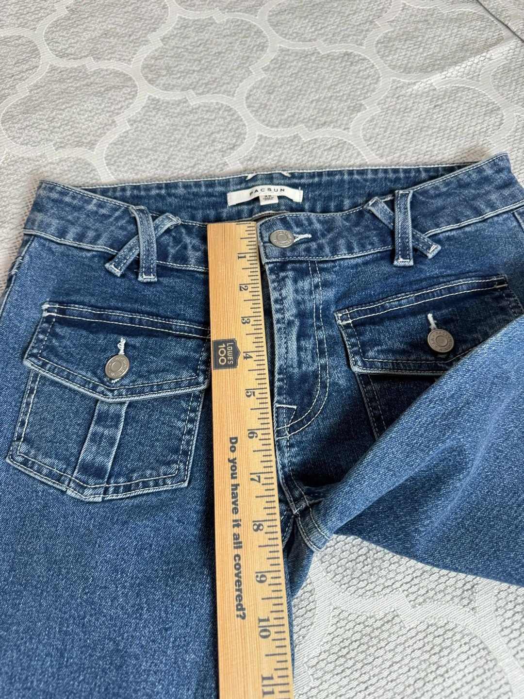 PacSun Y2K Low Rise Flare Jeans Blue Denim Flap Pockets 10