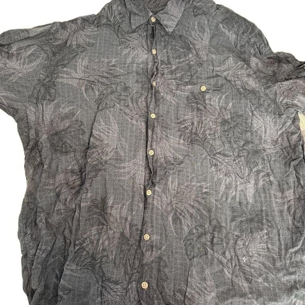 The Foundry Supply Co. Tropical Leaf Button Down Shirt Size 2XL Dark Gray Rayon