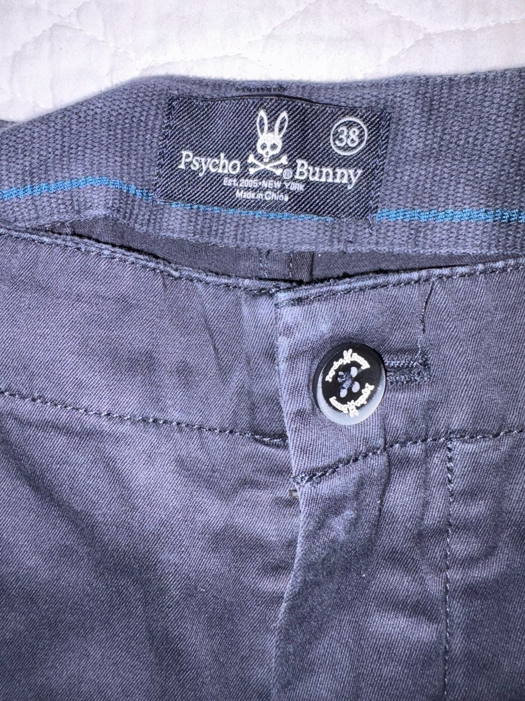 Psycho Bunny Pants Mens 38 Navy Blue Stretch Chino Golf Flat Front Cotton 6