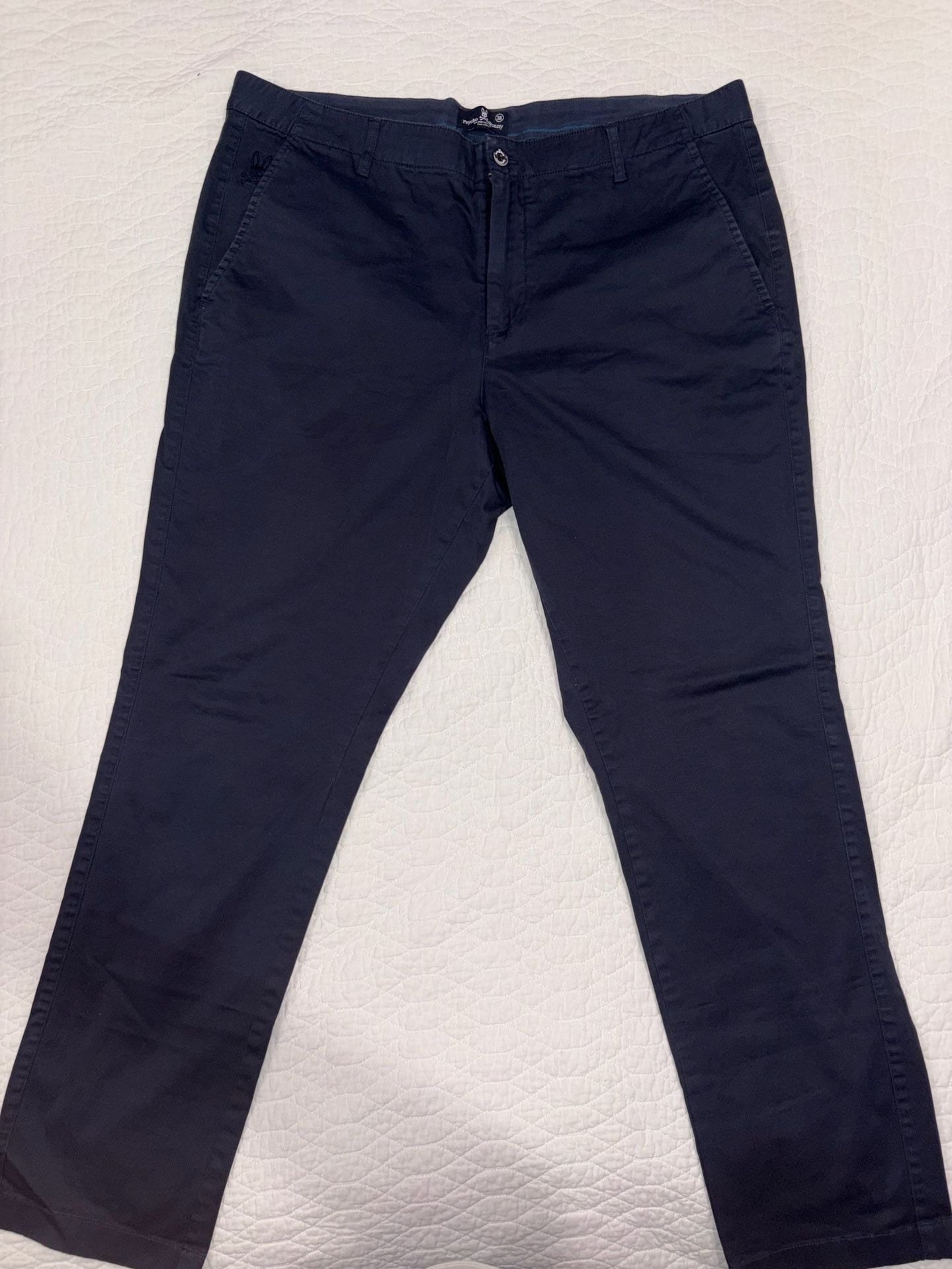 Psycho Bunny Pants Mens 38 Navy Blue Stretch Chino Golf Flat Front Cotton 2