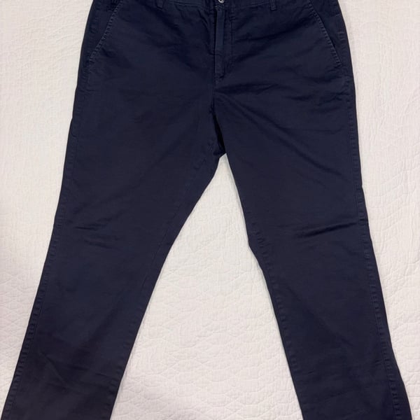 Psycho Bunny Pants Mens 38 Navy Blue Stretch Chino Golf Flat Front Cotton