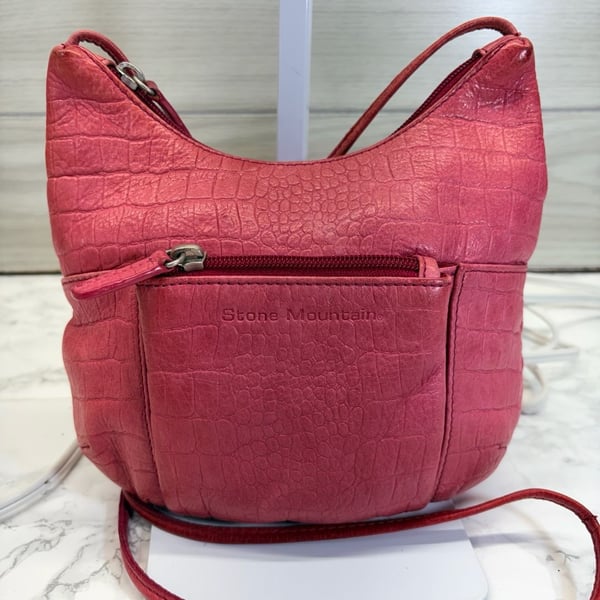 Stone Mountain Pink Crocodile Embossed Leather Crossbody Bag