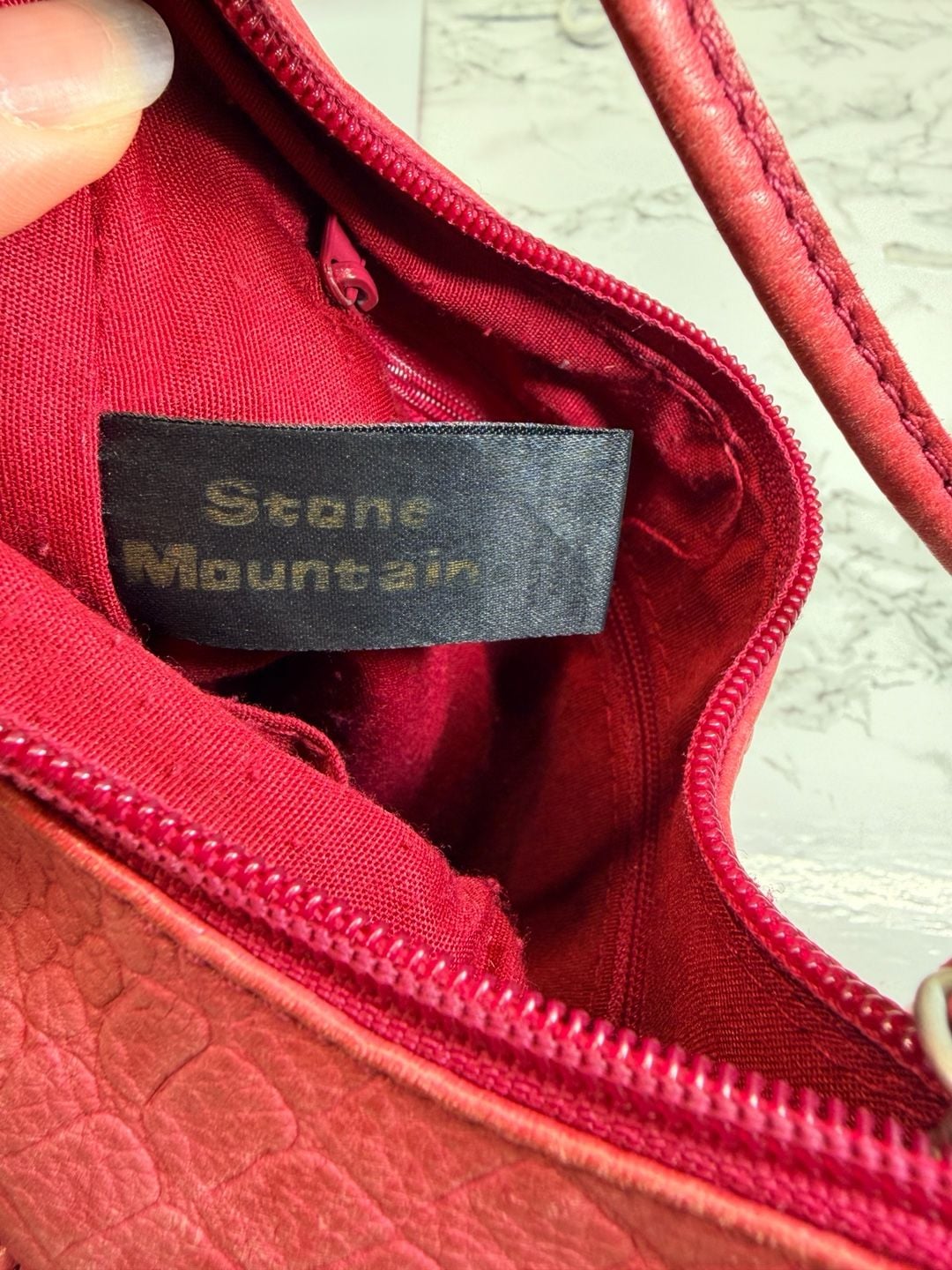 Stone Mountain Pink Crocodile Embossed Leather Crossbody Bag 8