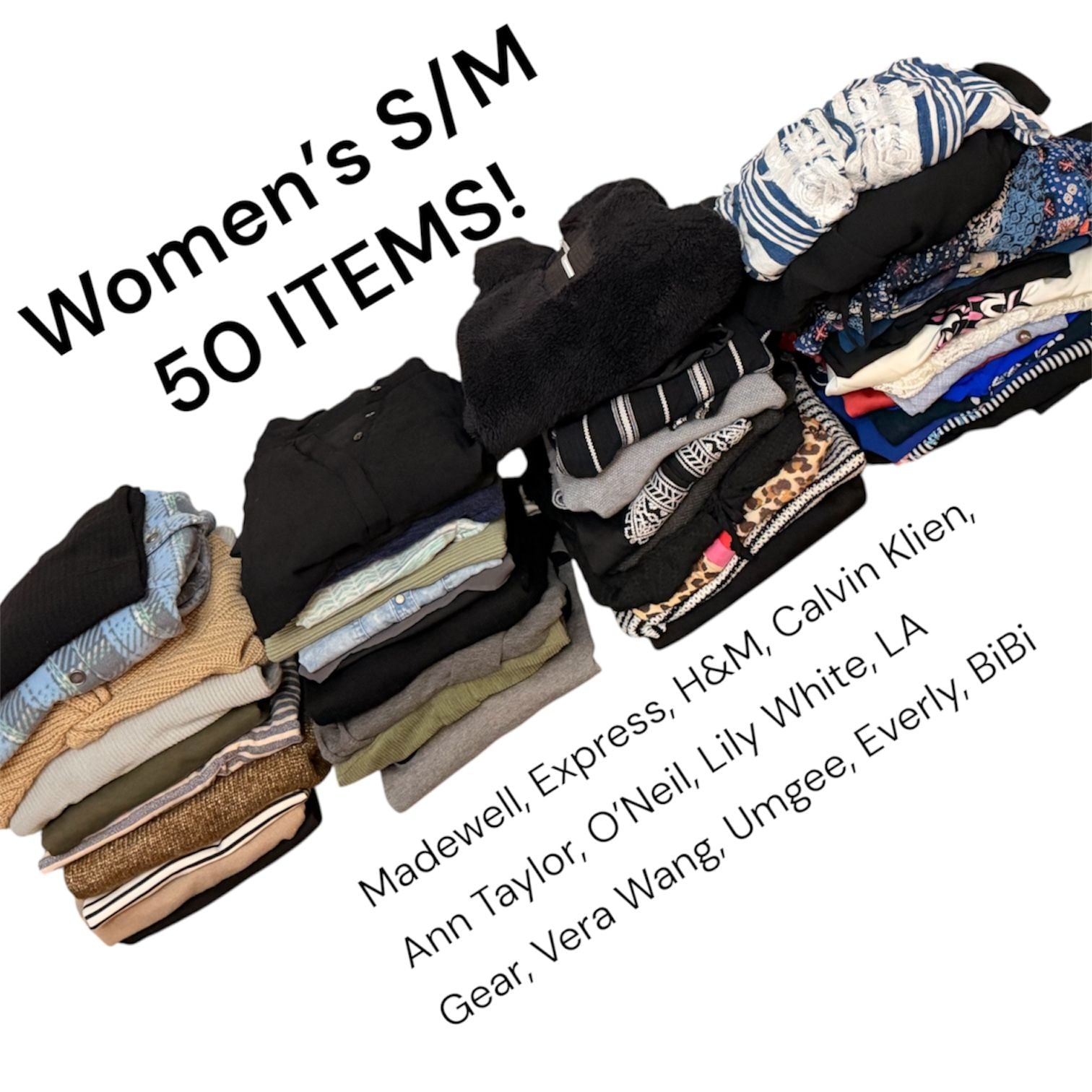 Women's Mixed Clothing Lot- 50 Piece Bundle! S/M Name Brand items! 1