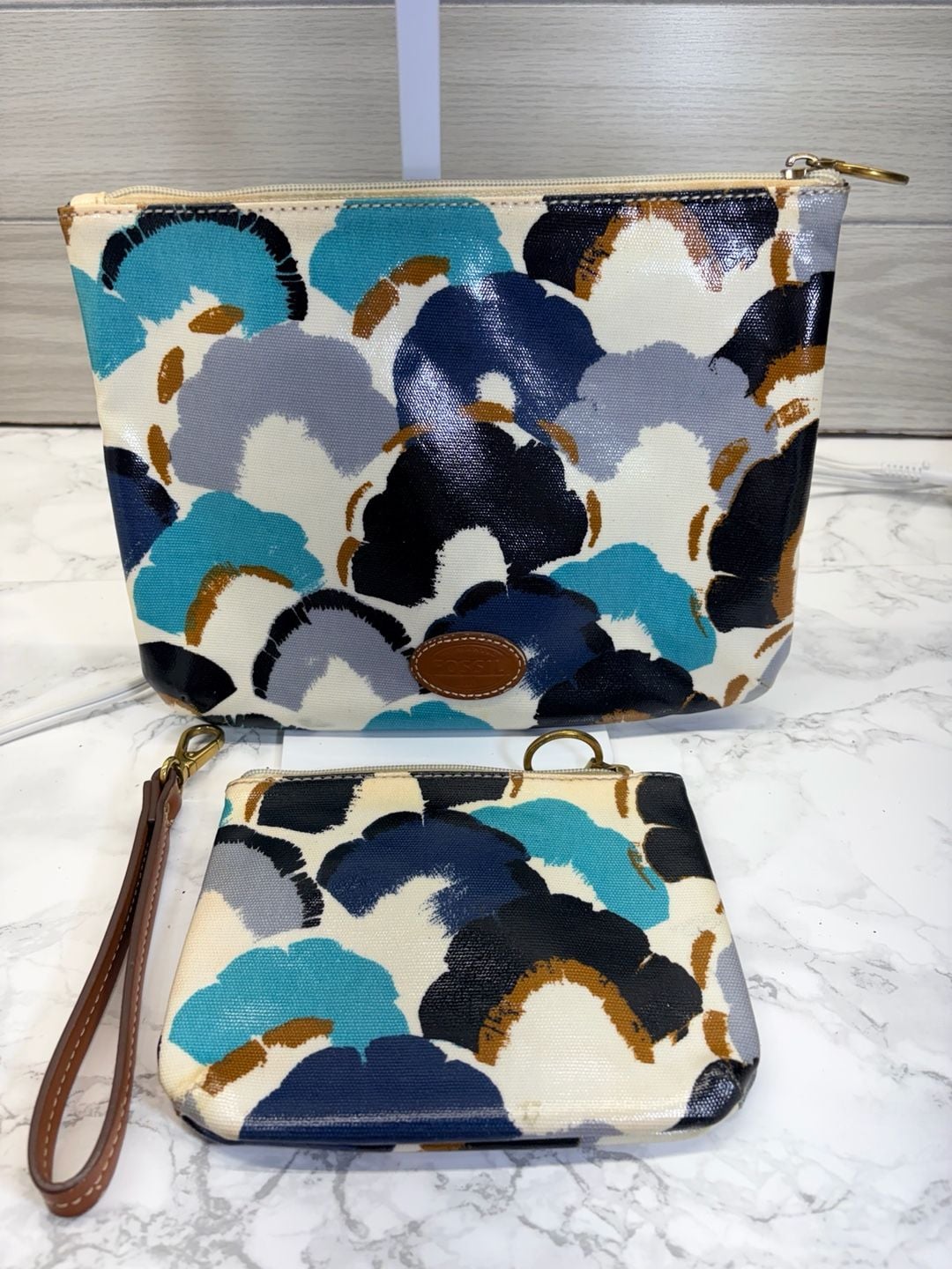 Fossil Floral Print Coated Canvas Wristlet Pouch Set 3