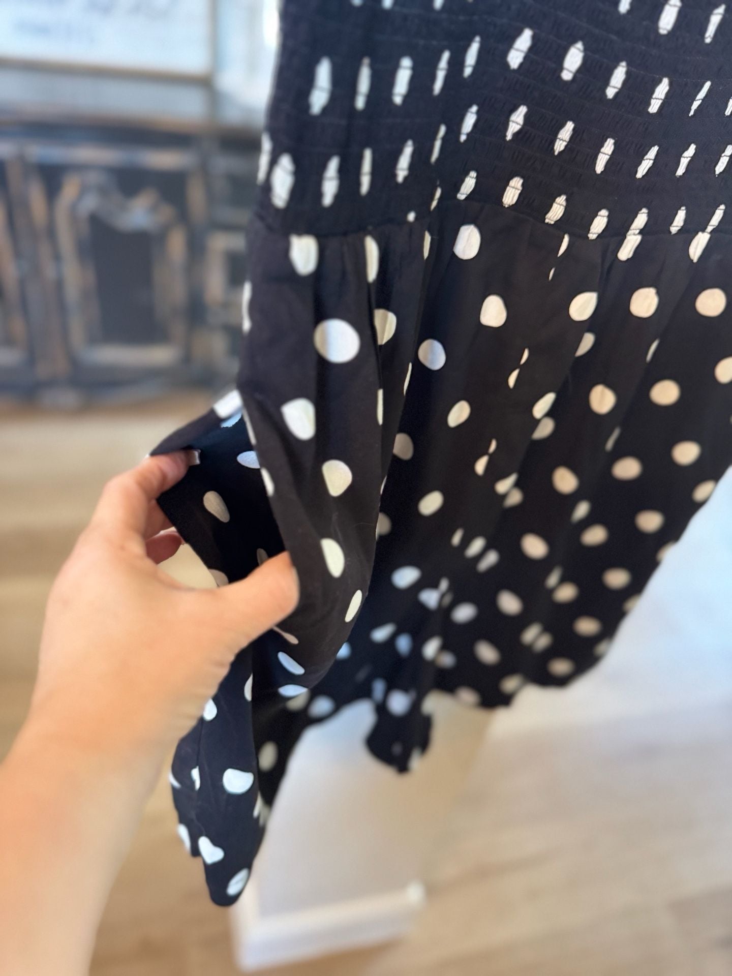 Calvin Klein Polka Dot Smocked Romper Size 14 Black White Sleeveless 4
