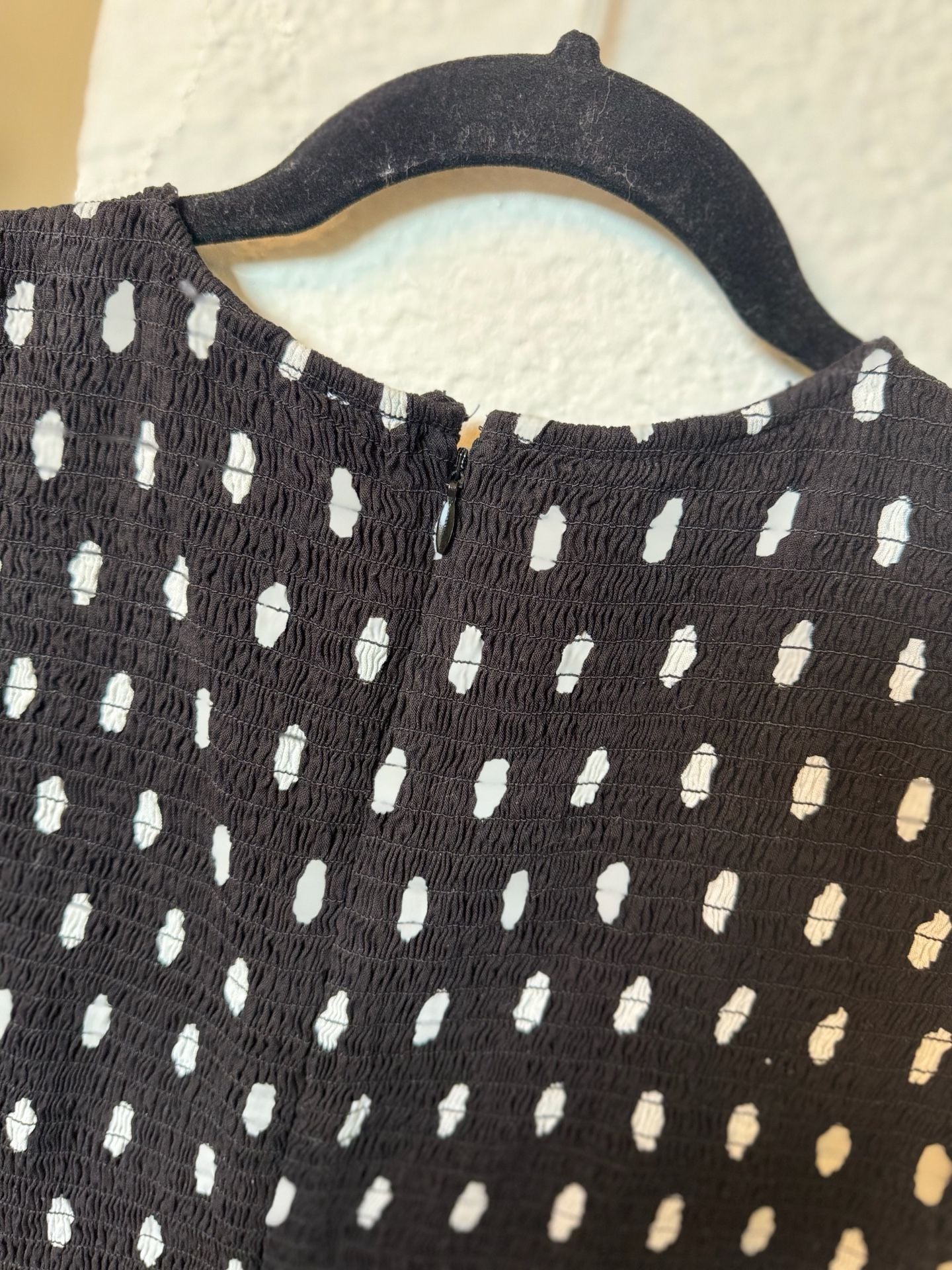 Calvin Klein Polka Dot Smocked Romper Size 14 Black White Sleeveless 6