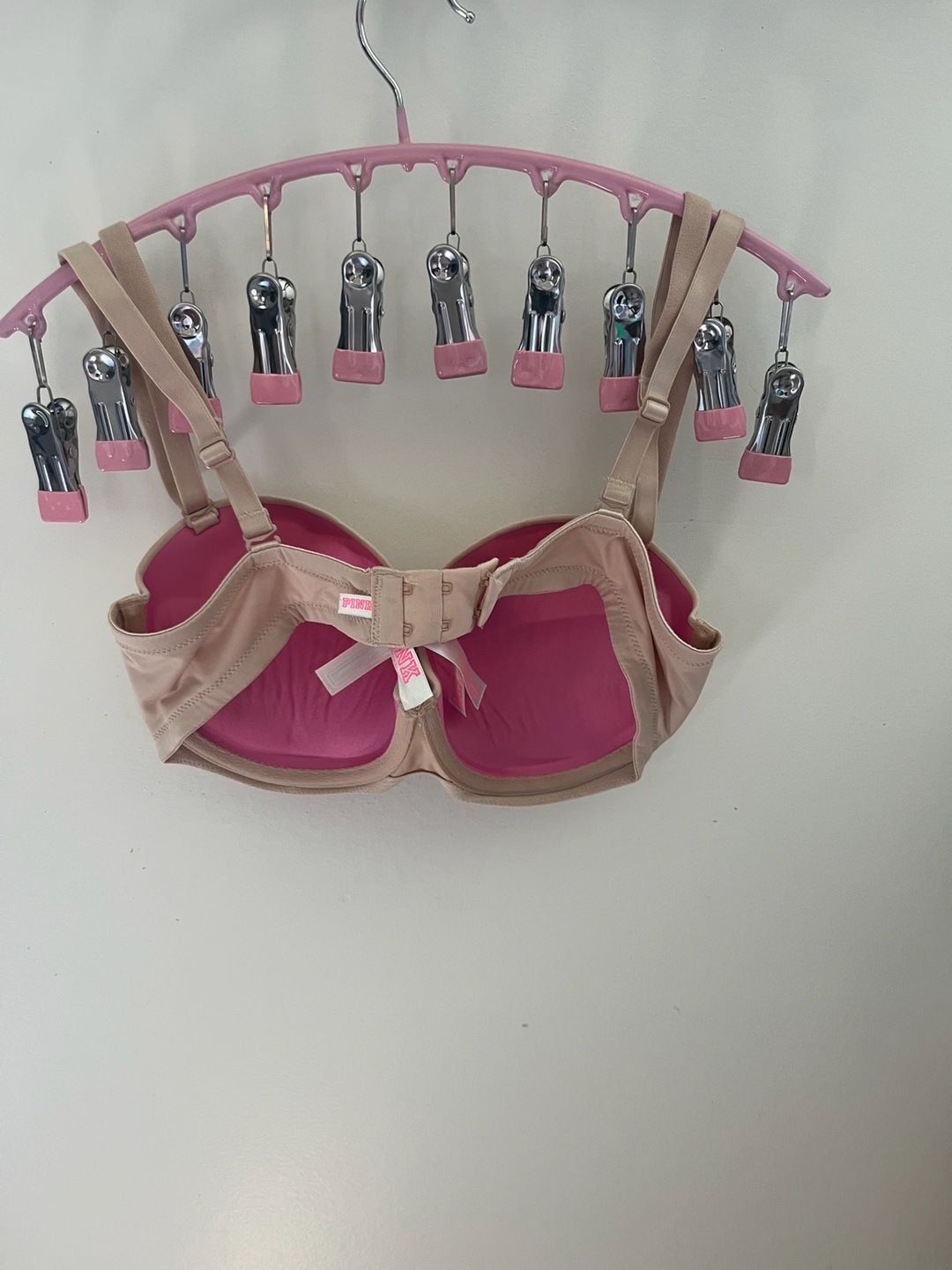 Optional Strapless PINK Victoria's Secret Bra Size 34D Nude Pink Underwire 3