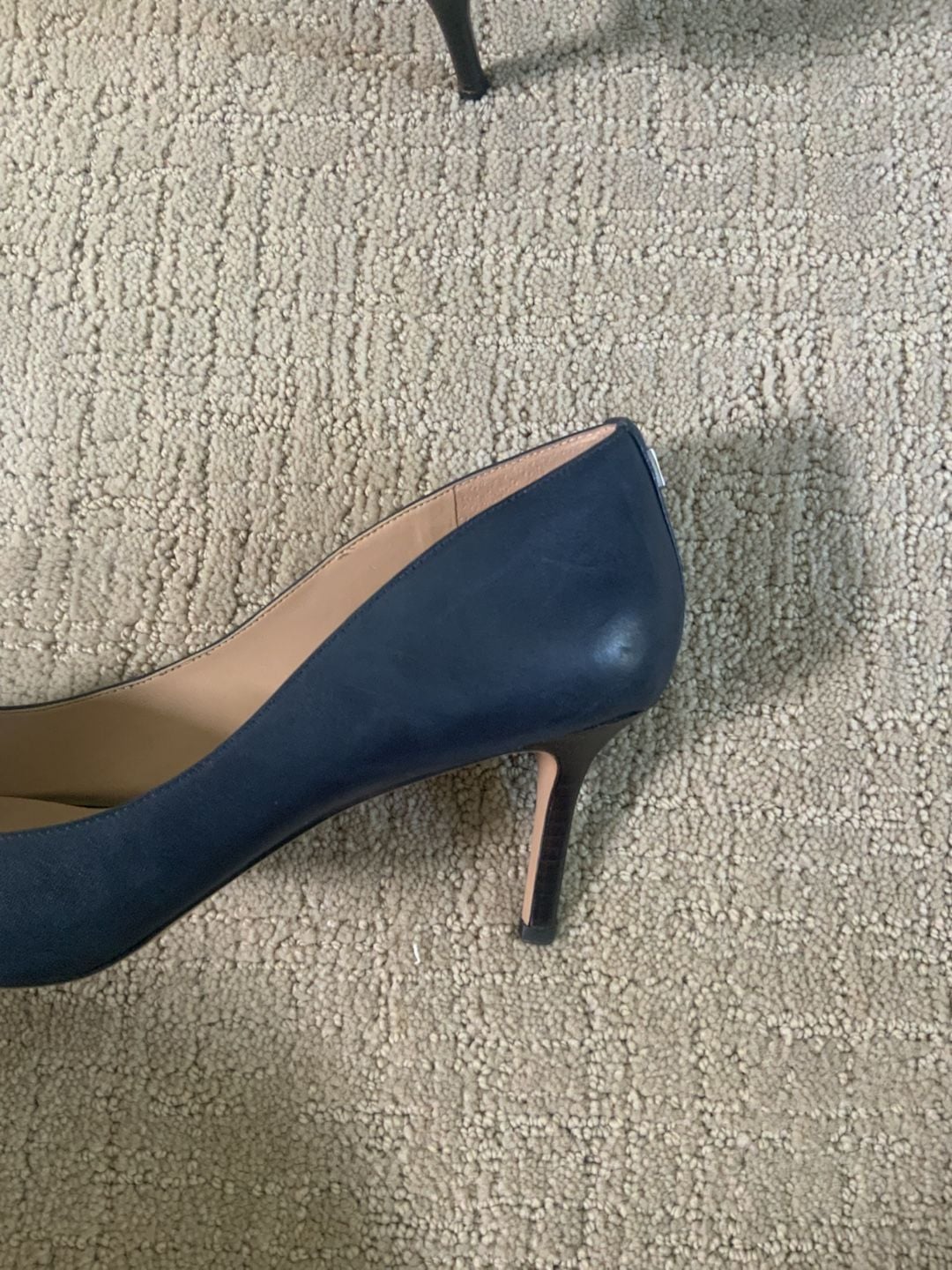 Ralph Lauren Pointed Toe Heel Pumps Navy Leather 5