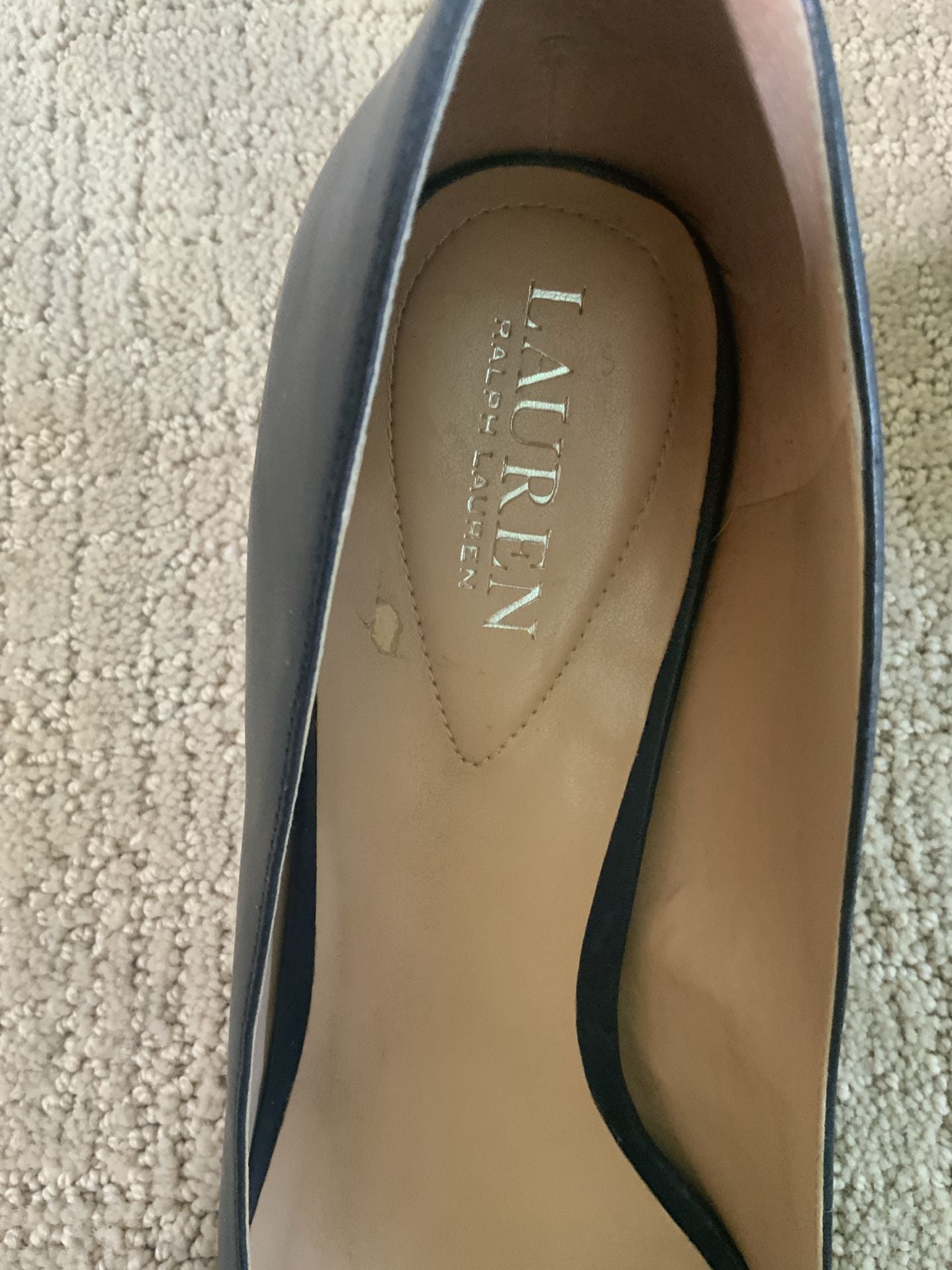 Ralph Lauren Pointed Toe Heel Pumps Navy Leather 7