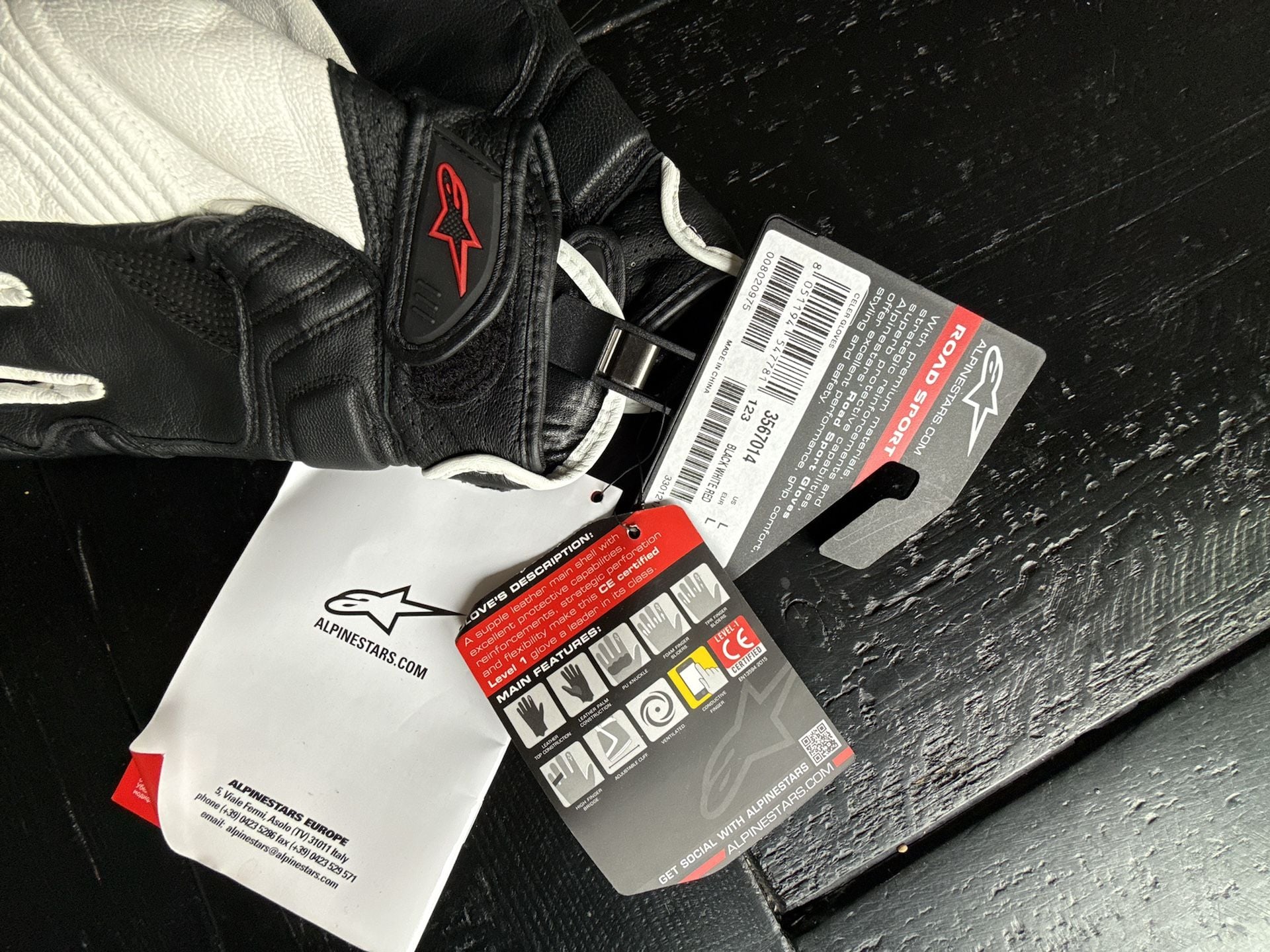 NWT! Alpinestars Celer V1 Leather Motorcycle Gloves Size L (Black White Red) 4