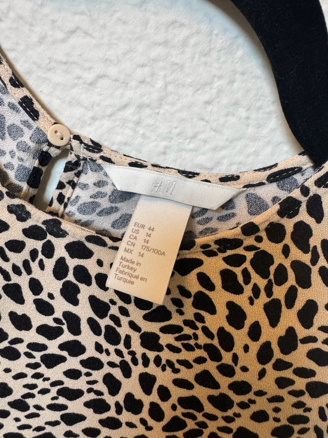 H&M Bell Sleeve Dress Size 14 Animal Print Keyhole Back 4