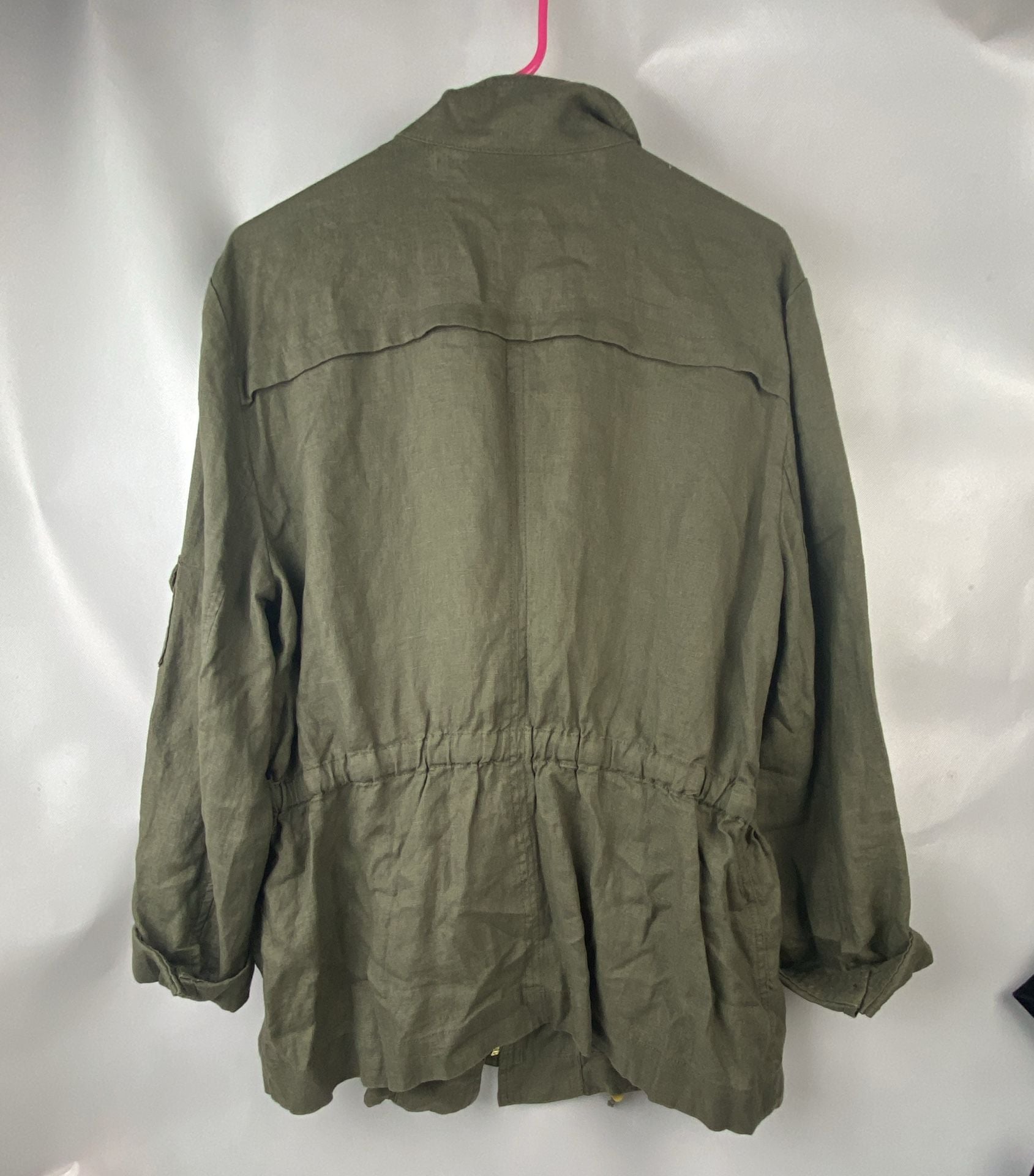 INC International Concepts Military Linen Jacket Green Size XL 3