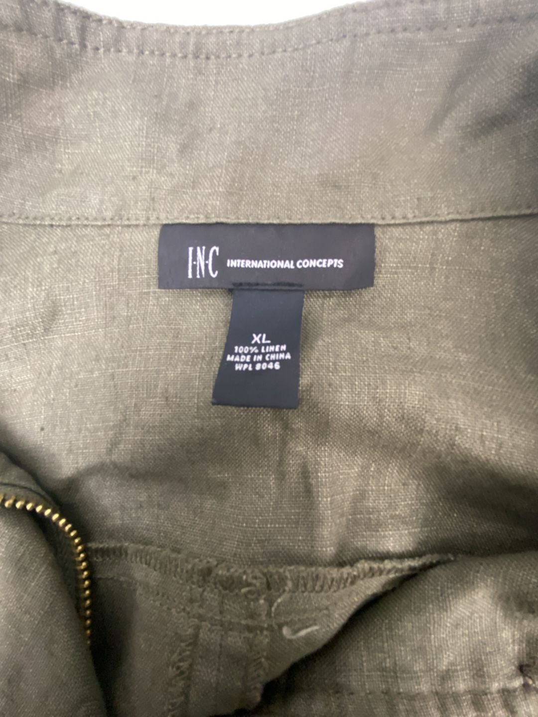 INC International Concepts Military Linen Jacket Green Size XL 4