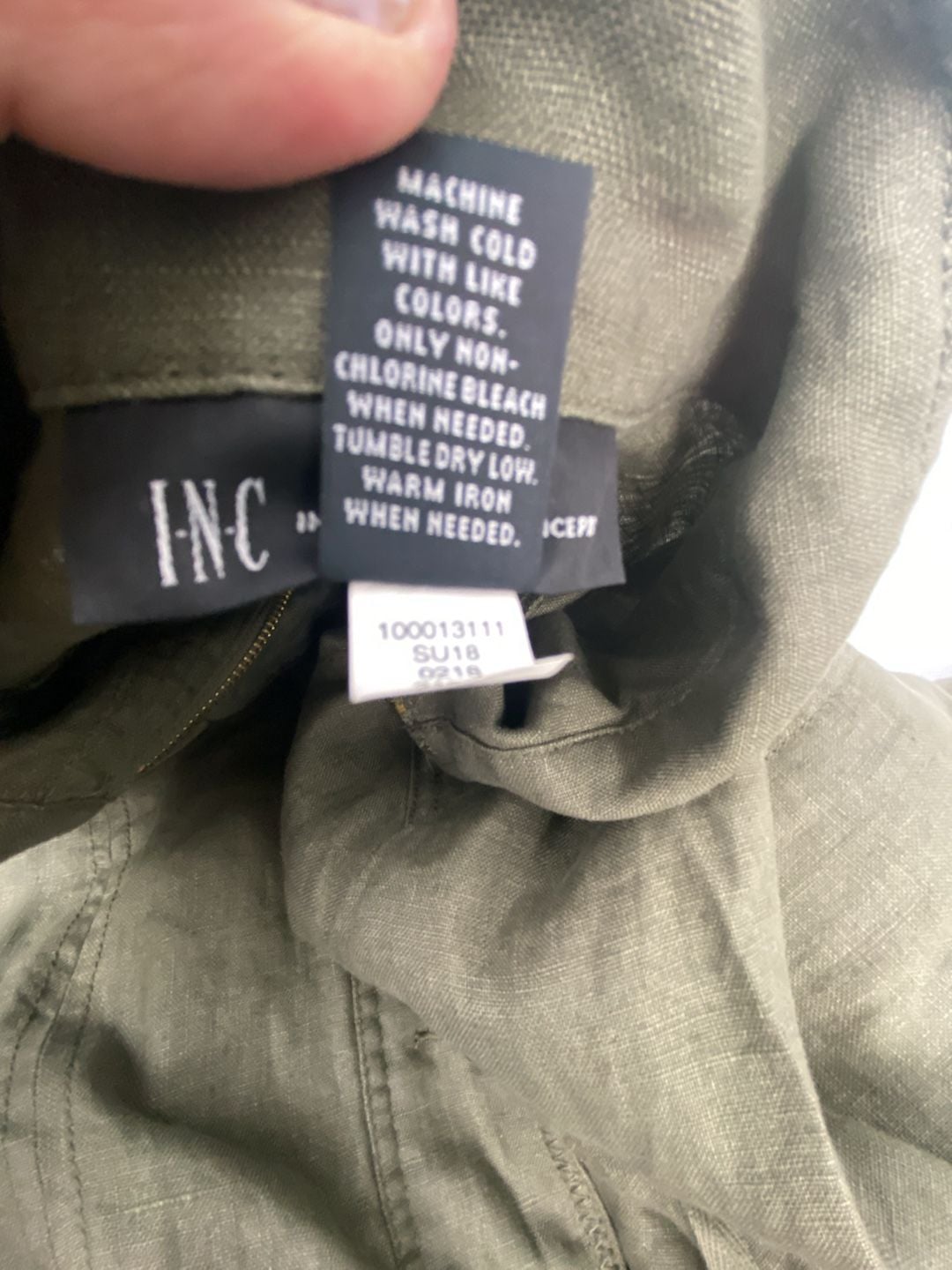 INC International Concepts Military Linen Jacket Green Size XL 5