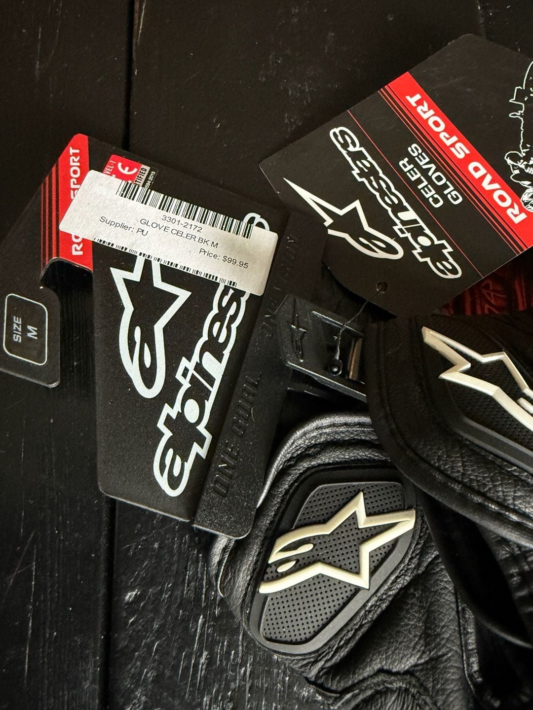 NWT! Alpinestars Celer V1 Gloves - Size M Black Leather Road Sport 2