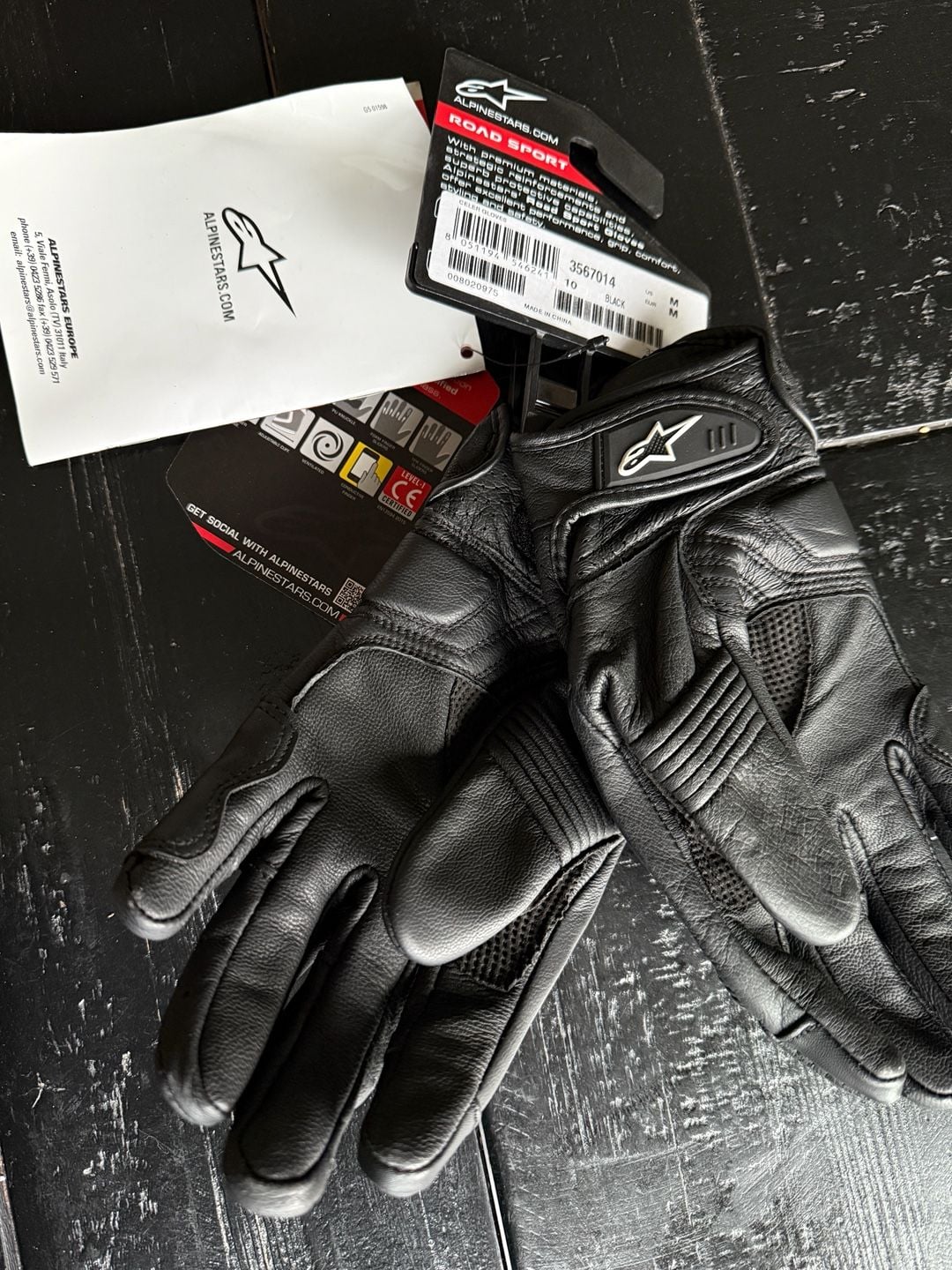 NWT! Alpinestars Celer V1 Gloves - Size M Black Leather Road Sport 3