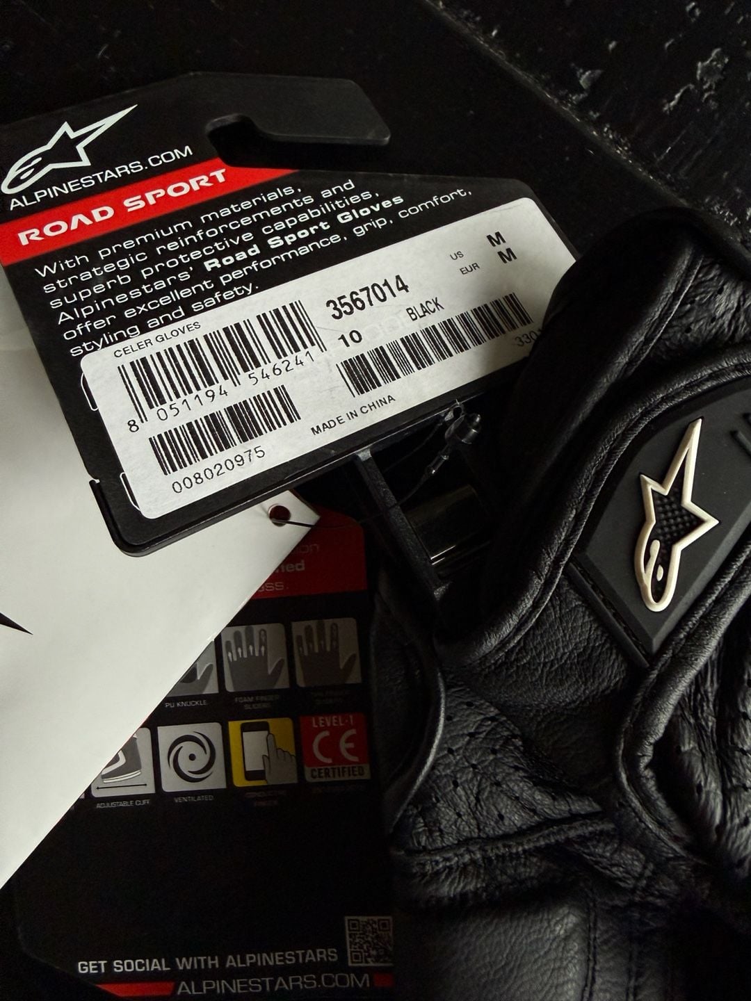 NWT! Alpinestars Celer V1 Gloves - Size M Black Leather Road Sport 4