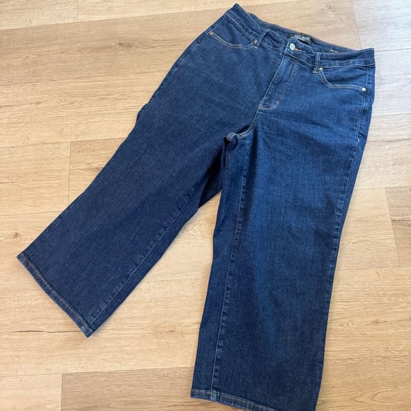 Judy Blue Wide Leg Jeans Size 14W Dark Wash Denim Cropped