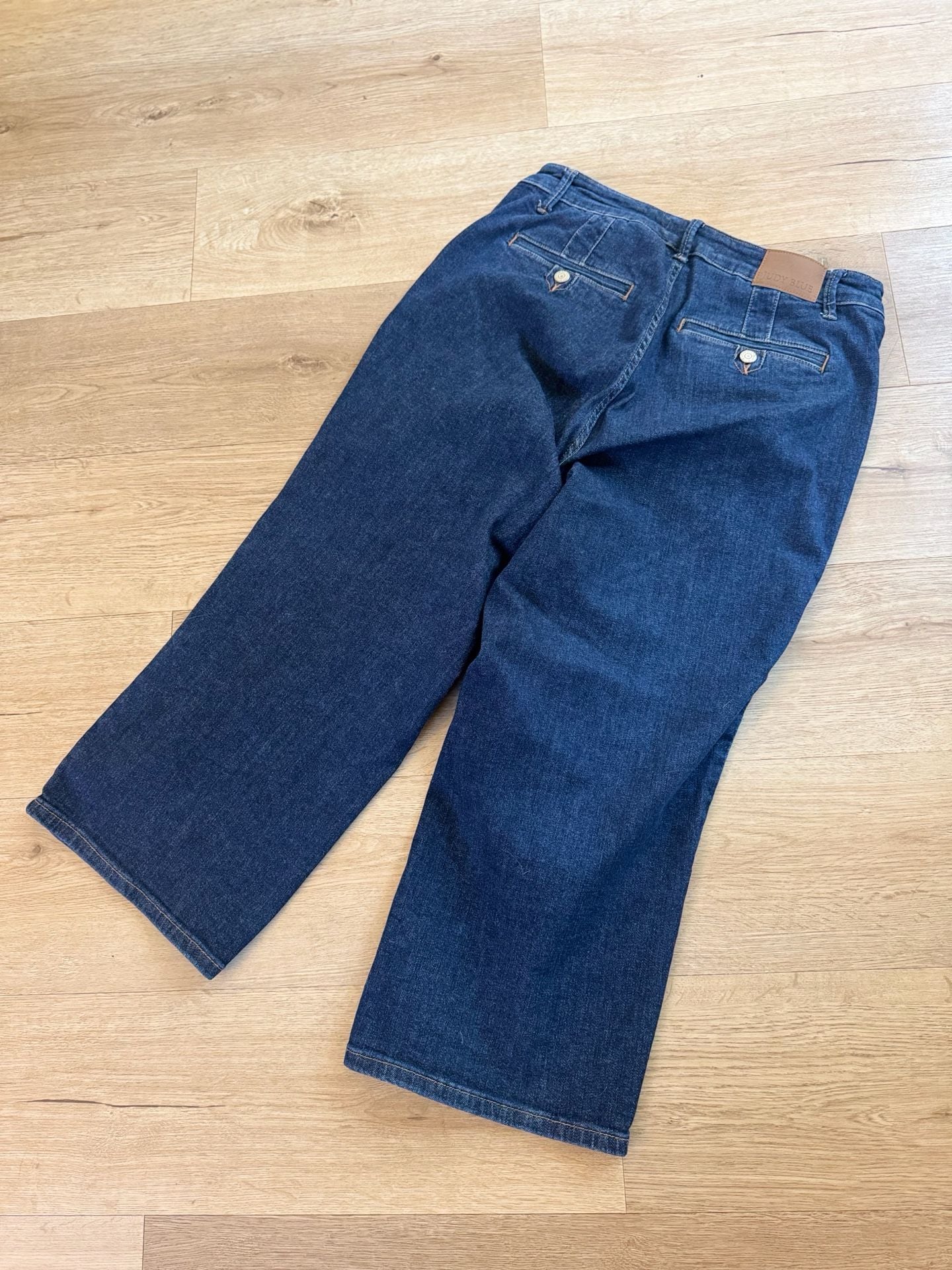 Judy Blue Wide Leg Jeans Size 14W Dark Wash Denim Cropped 6