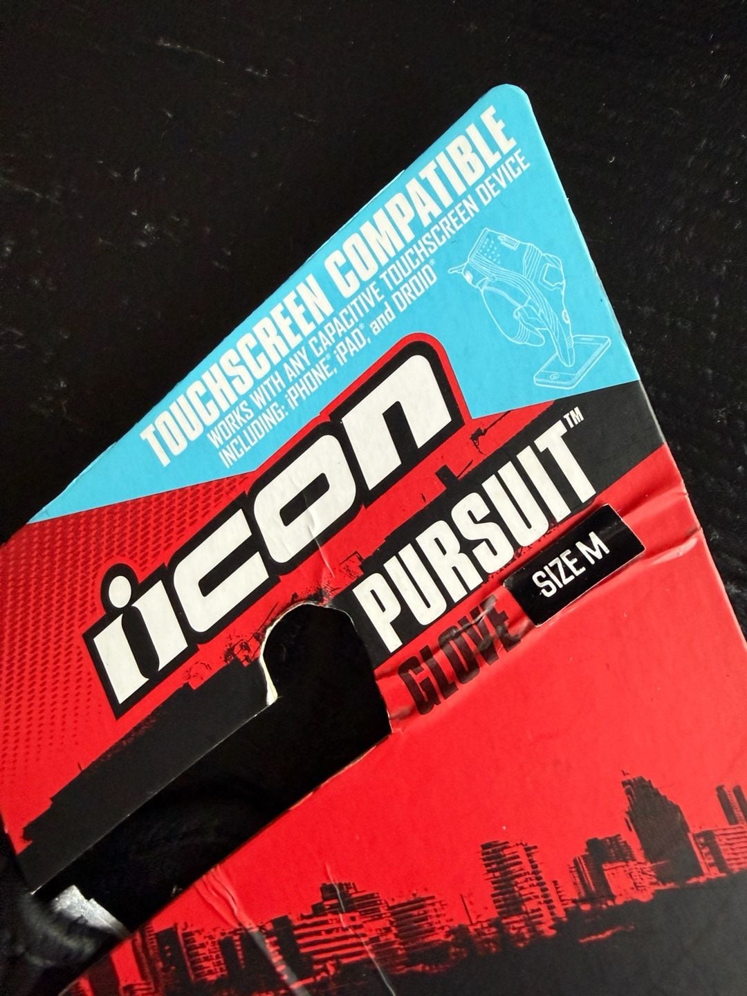 NWT! Icon Pursuit Touch Motorcycle Gloves - Size M Black Leather Perforated 3