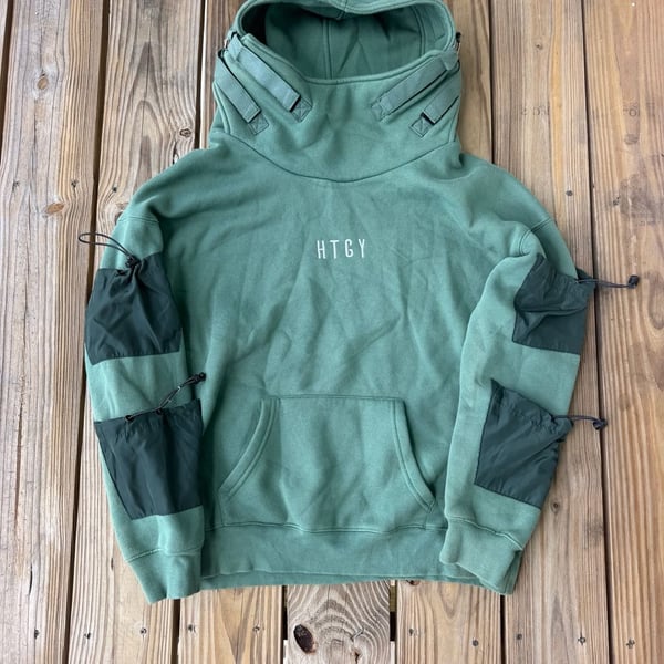 MFCT HTGY High Collar Techwear Hoodie Size XL Green