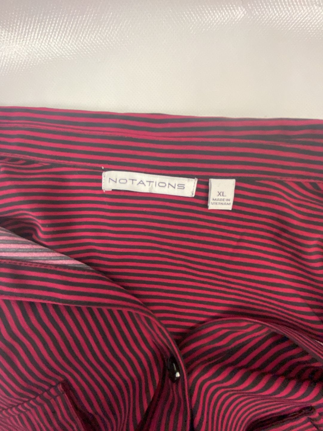 Notations Striped Button Up Shirt XL Red/Black 4
