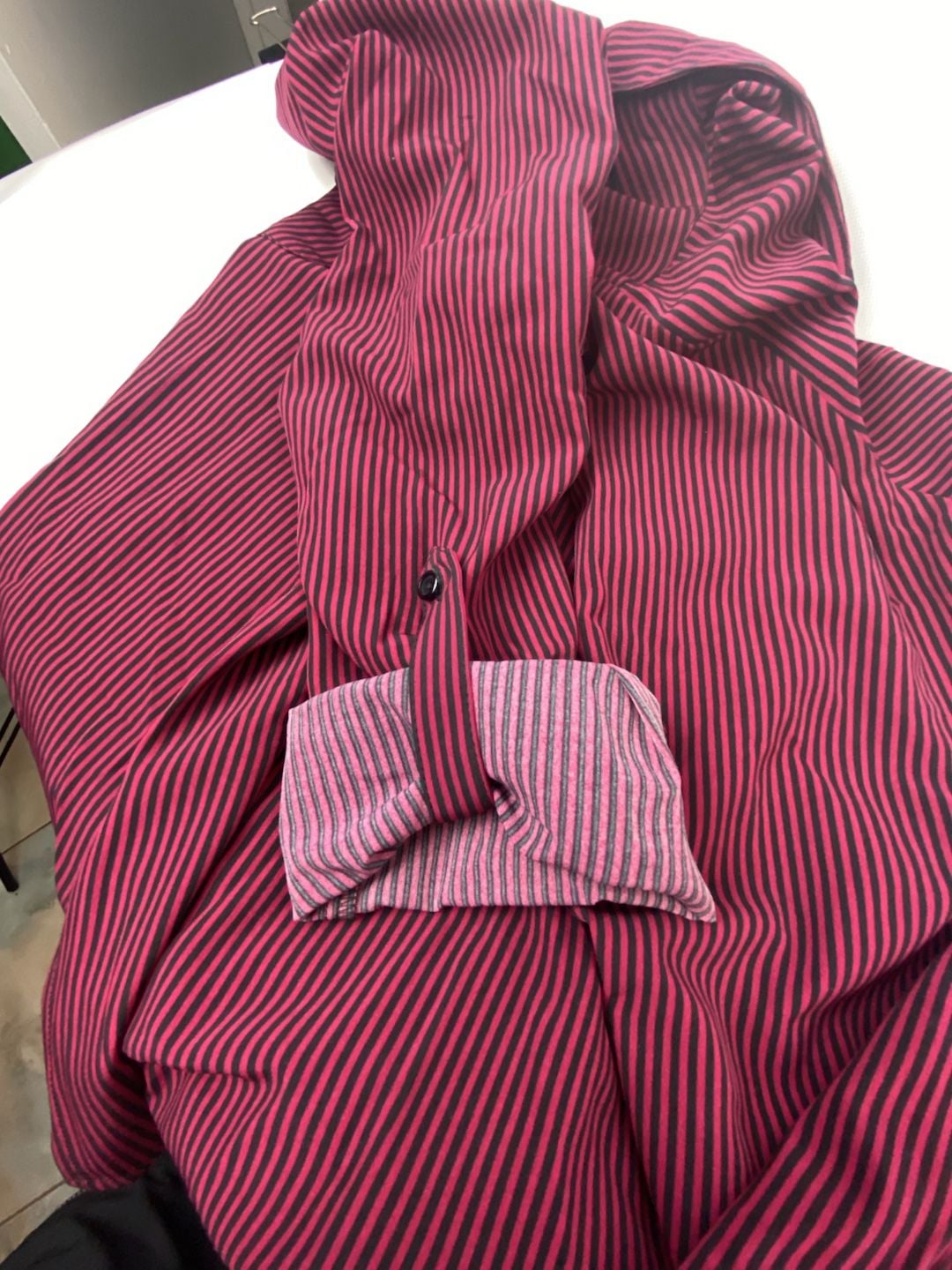 Notations Striped Button Up Shirt XL Red/Black 7