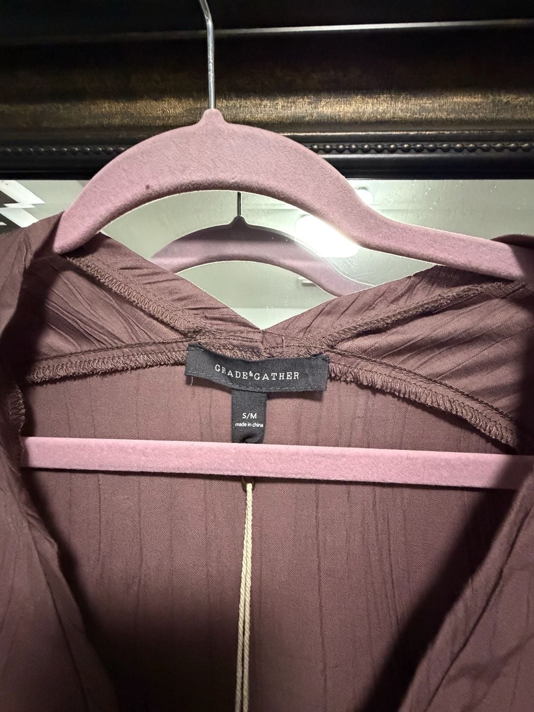 Grade & Gather V-Neck Dress Size S/M Mauve Textured Midi 6